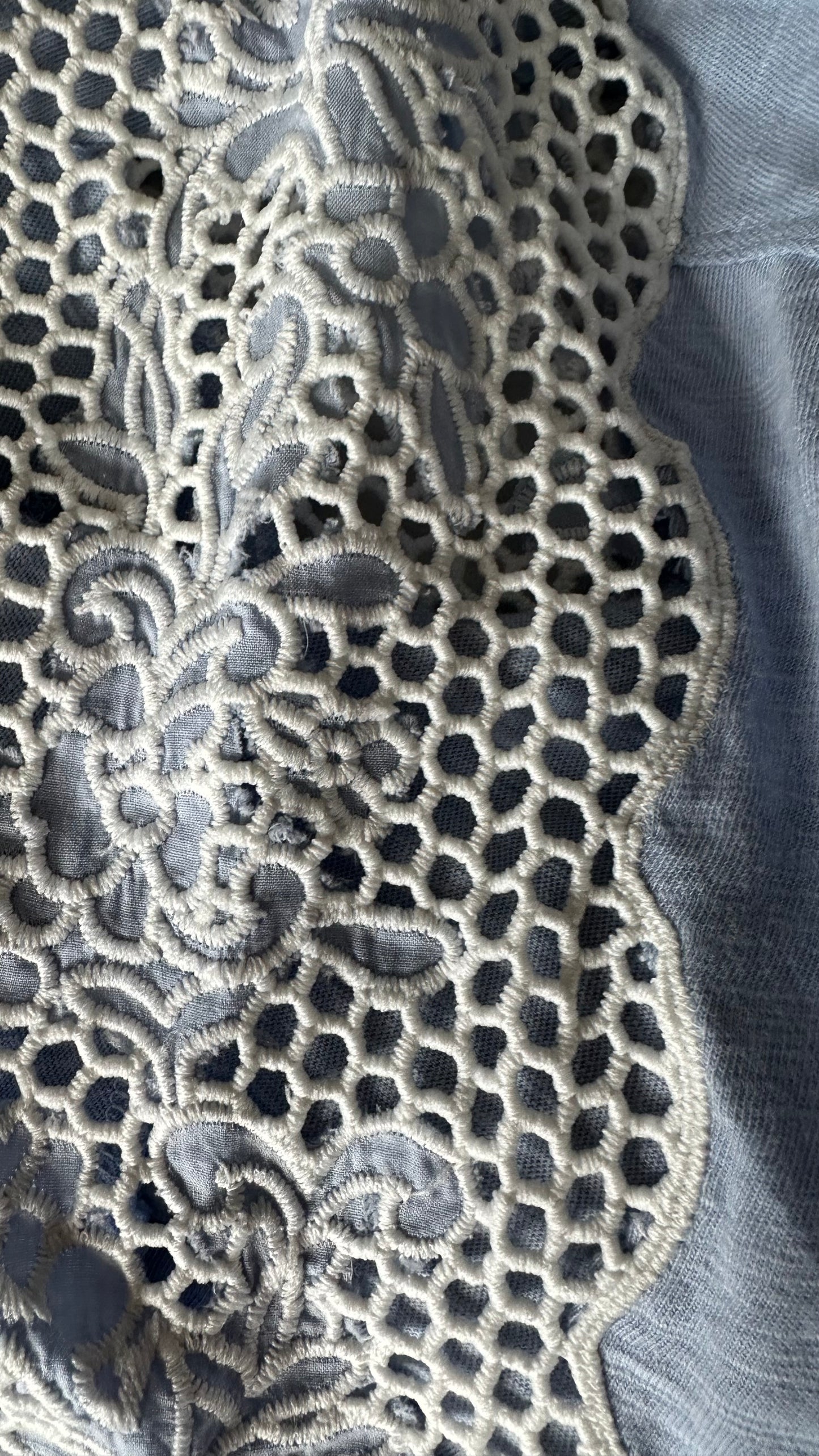 White Stuff light blue embroidered t shirt top small UK 8-10 vgc