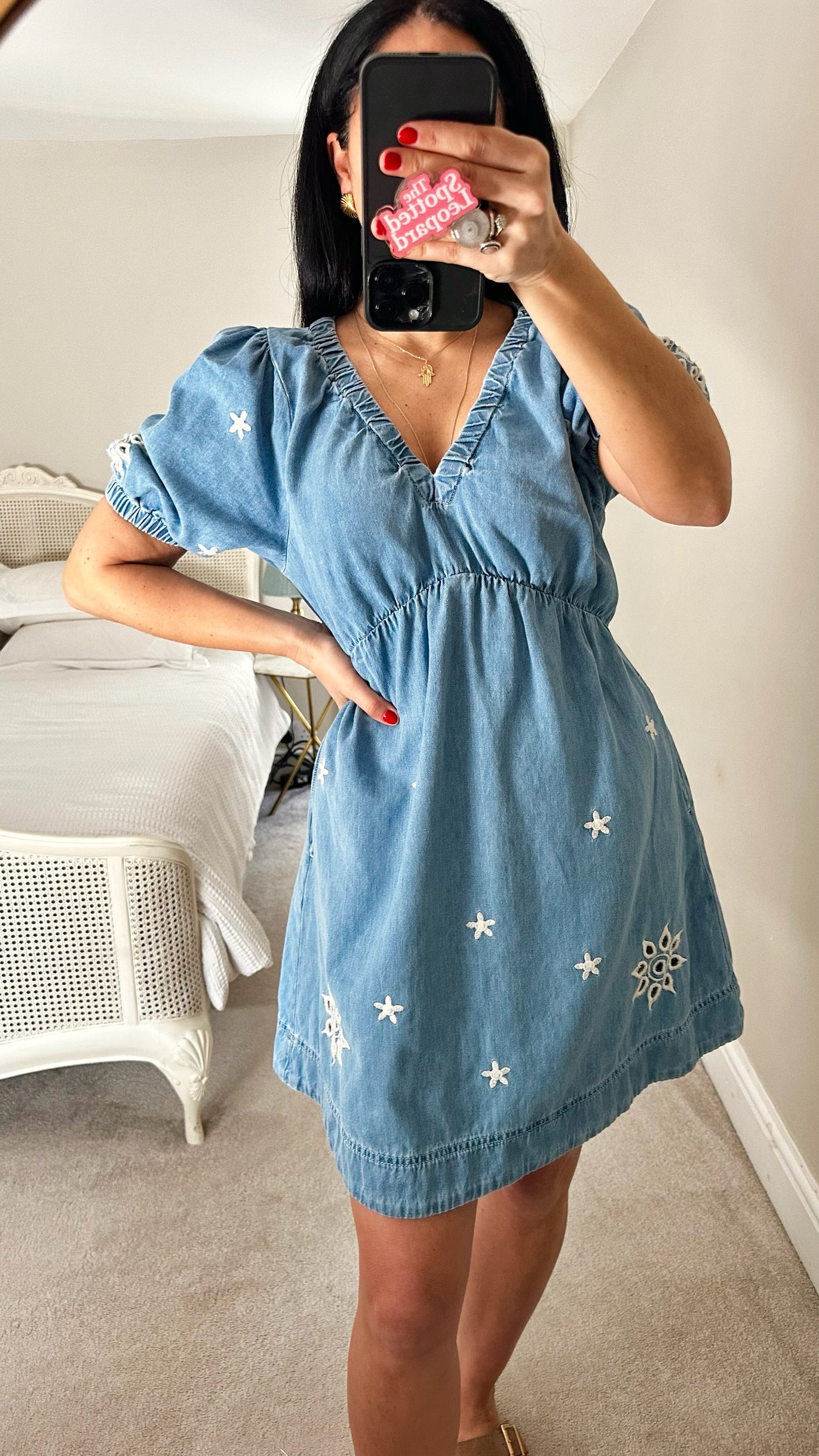 Oliver Bonas blue denim jeans mini dress small UK 10 vgc