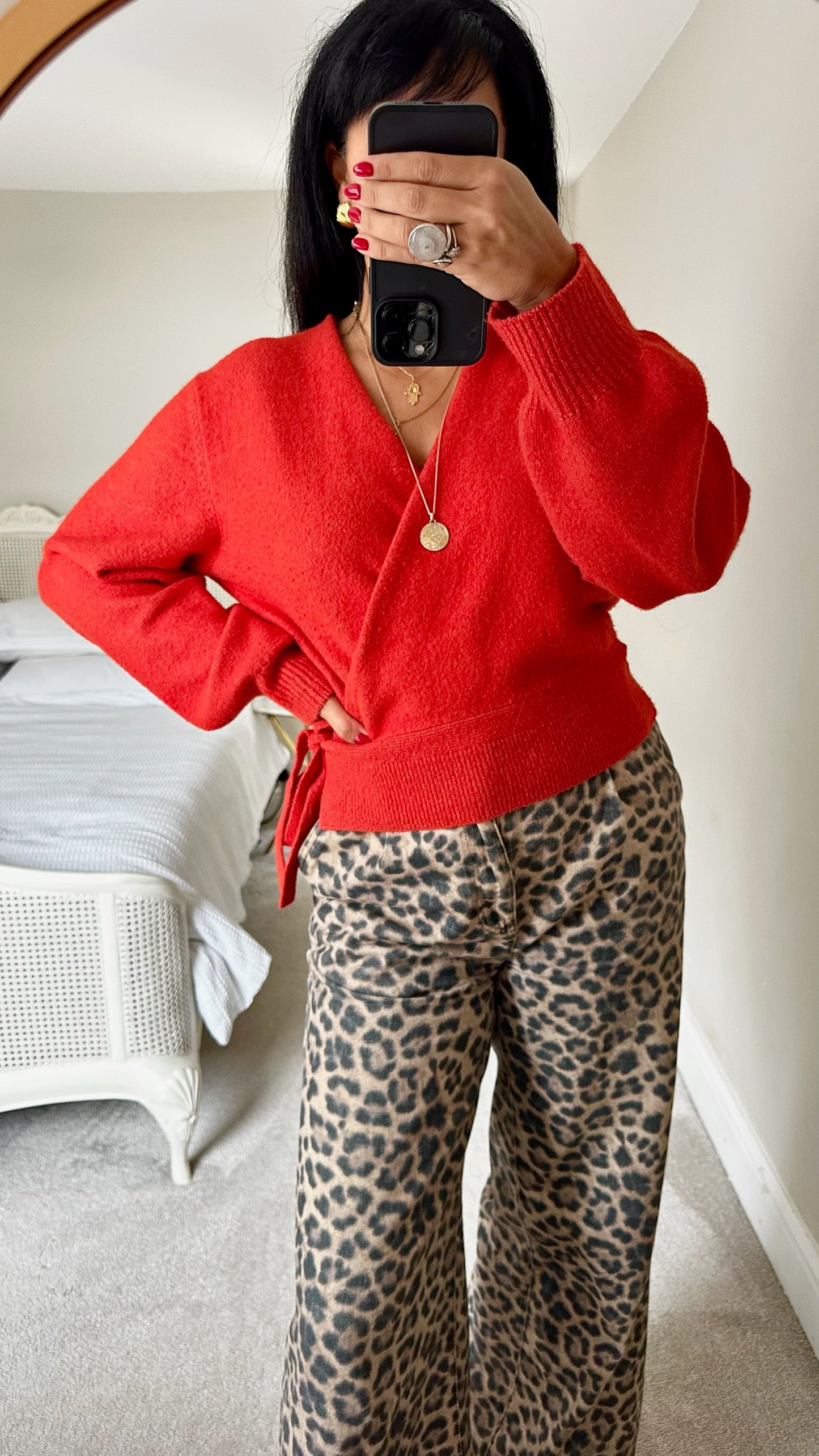& other stories bright red wrap cardigan large UK 12-14 vgc