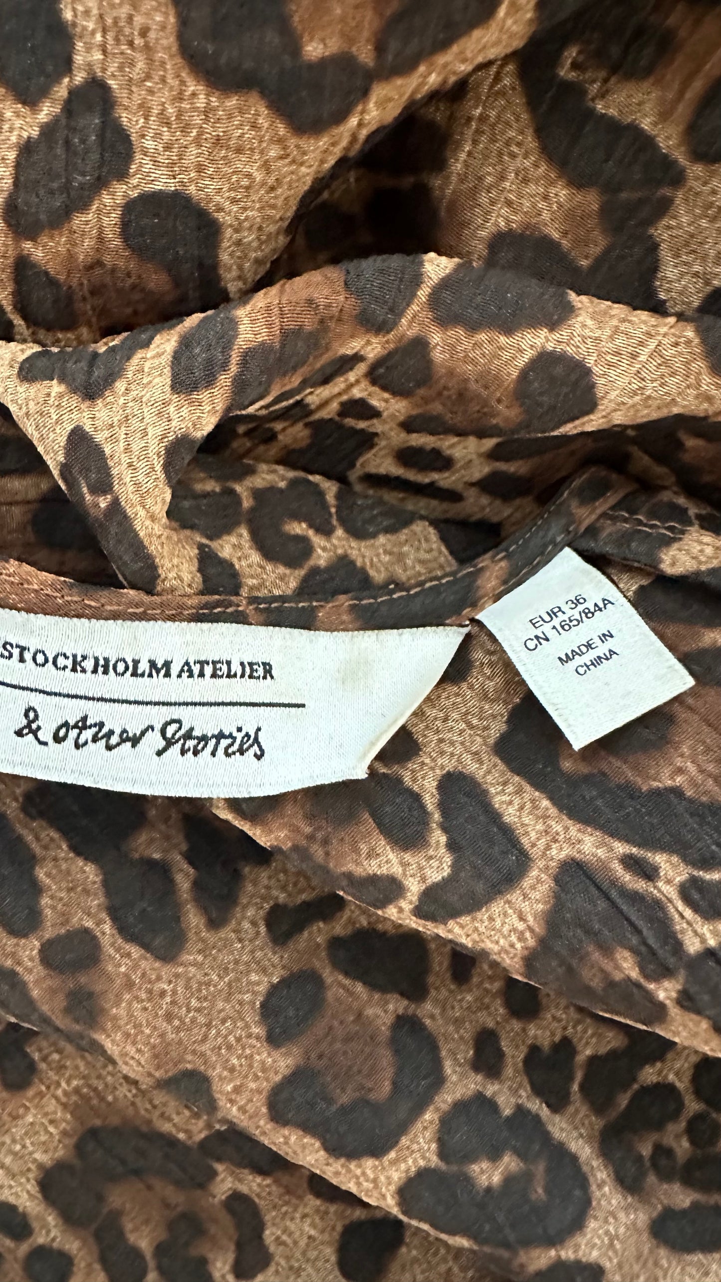 & other stories animal leopard print chiffon mini dress small UK 8 10 vgc event