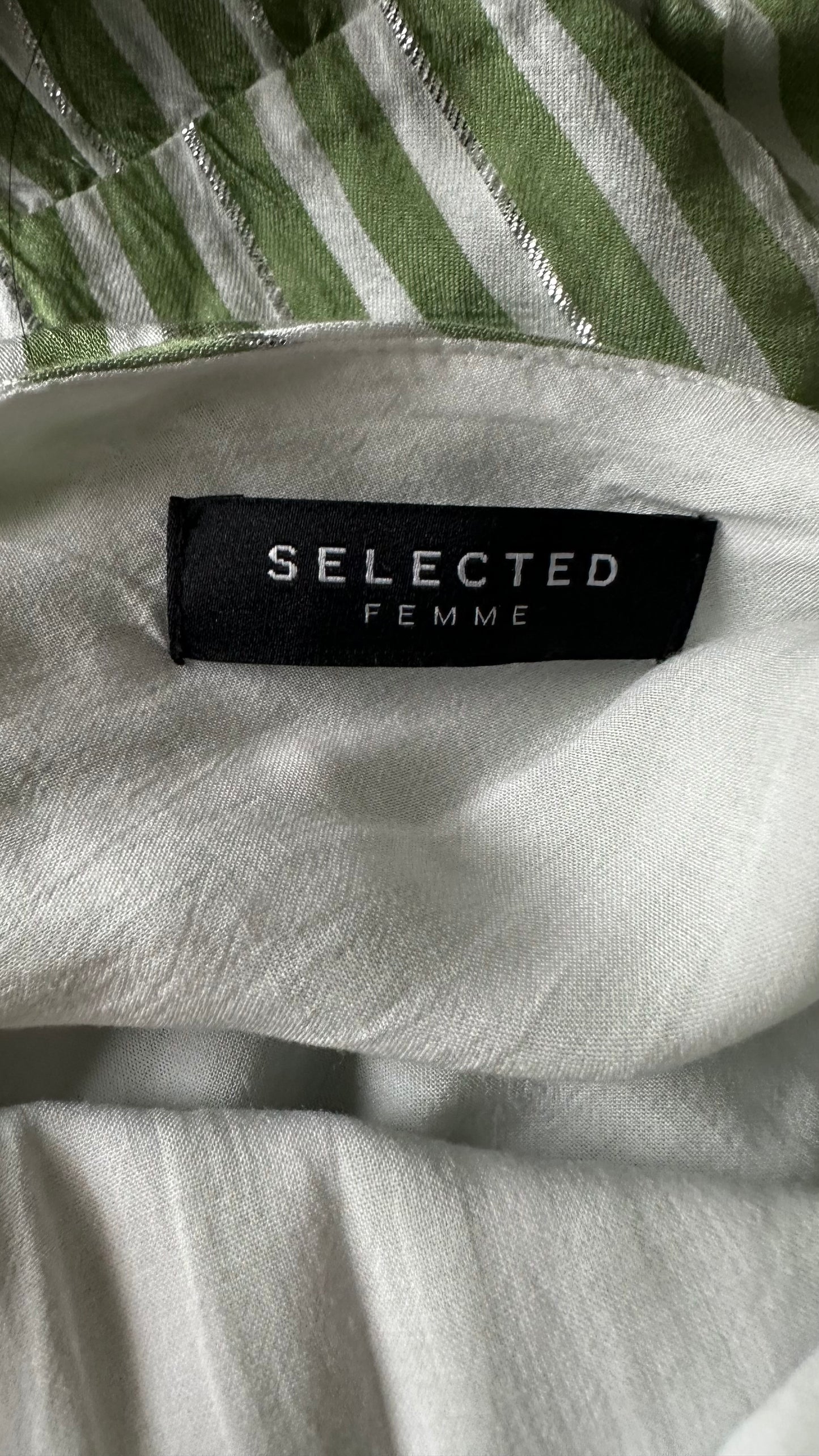 Selected Femme @ Anthropologie light green white stripe midi maxi long dress small UK 10 holiday vgc