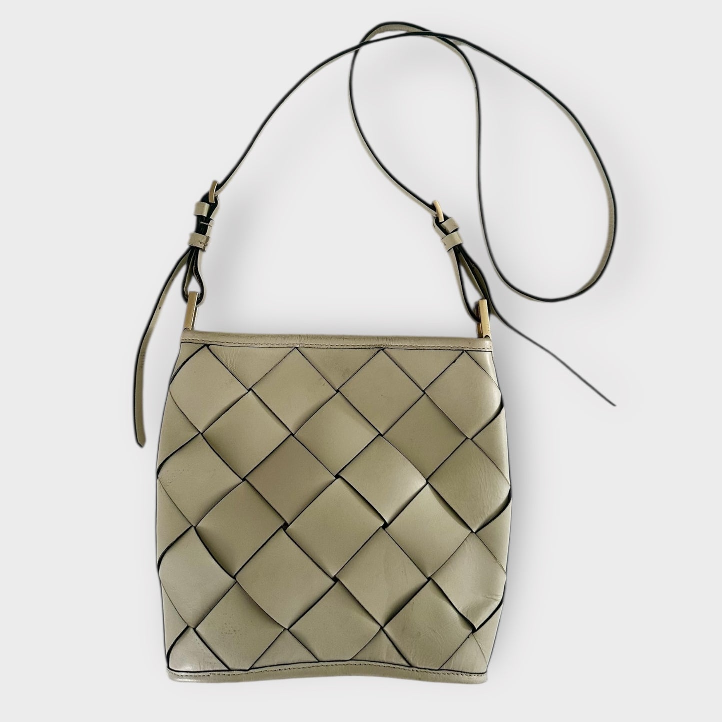 Zara cream buffalo leather woven handbag bag small vgc shoulder bag