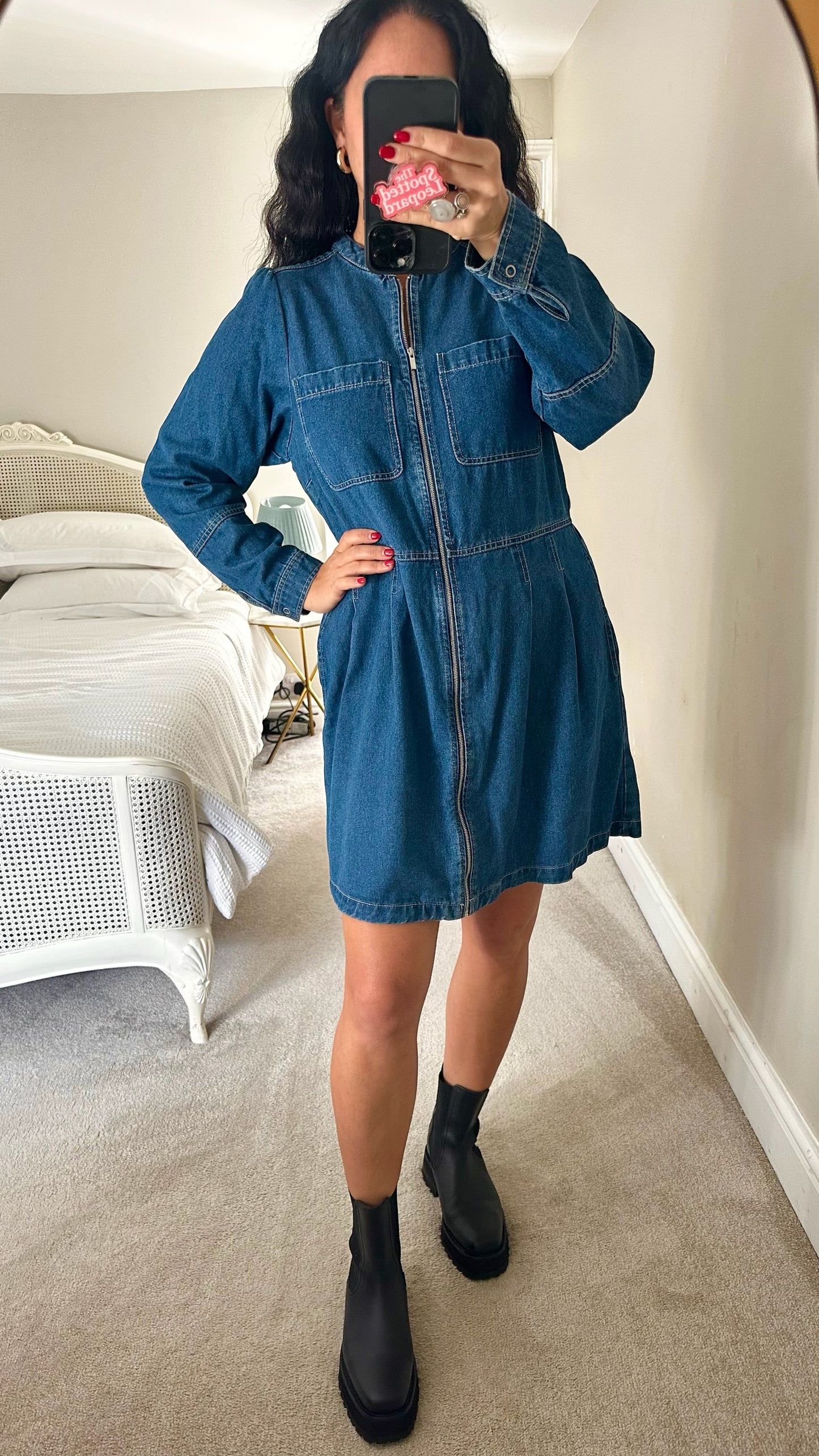 Oliver bonas blue denim zip up jeans dress extra large UK 14 vgc XMS25