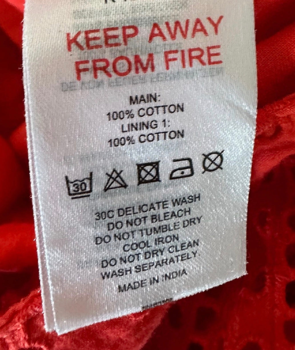 Oliver bonas bright red orange broderie anglaise holiday mini dress small UK 10 vgc