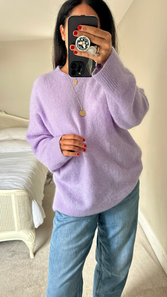 & other stories lilac mohair wool blend knitted jumper medium UK 12 vgc w25