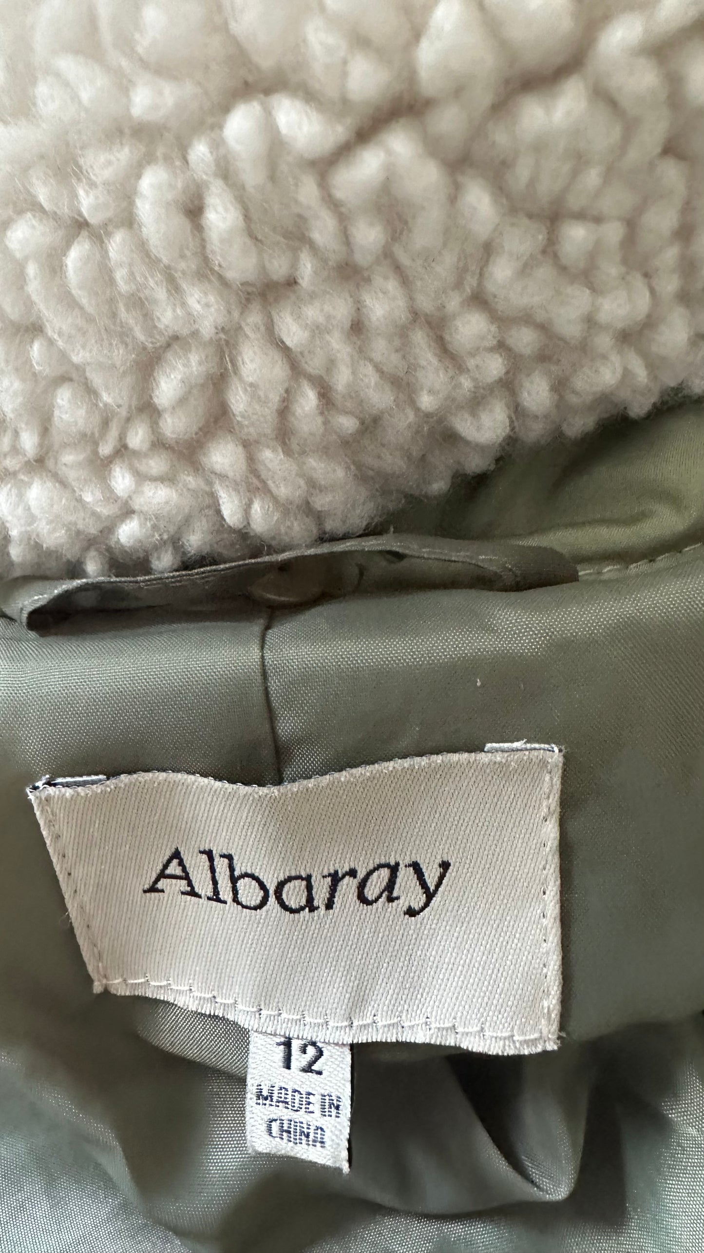 Albaray khaki green quilted puffa coat medium large UK 12-14 vgc