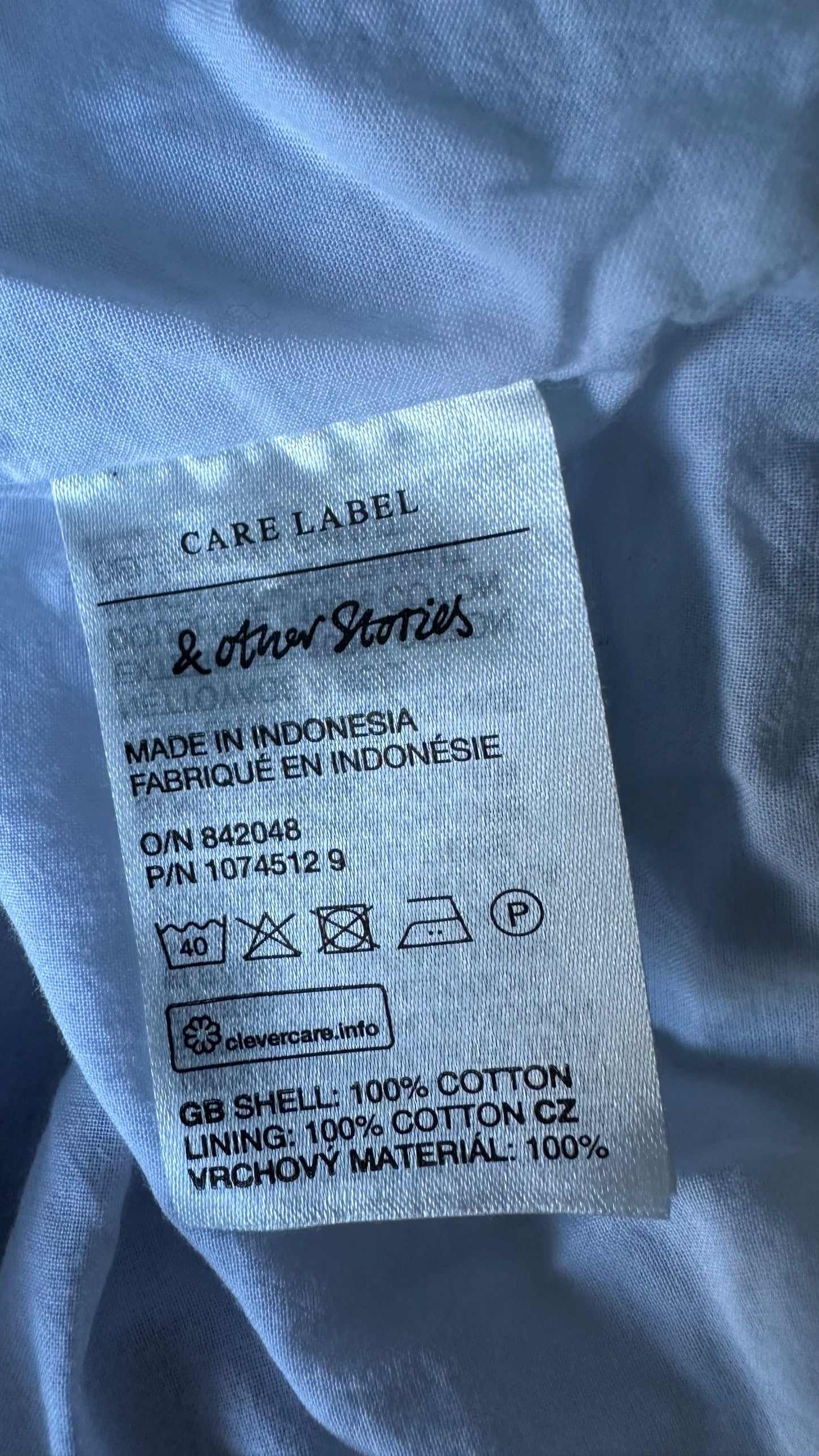 & other stories white blue floral shirred mini dress small UK 8-10 petite