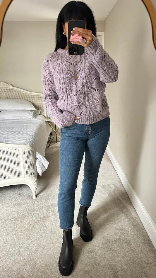 Nine Savannah Miller lilac mohair alpaca wool blend knit jumper large L UK 12 excellent used condition