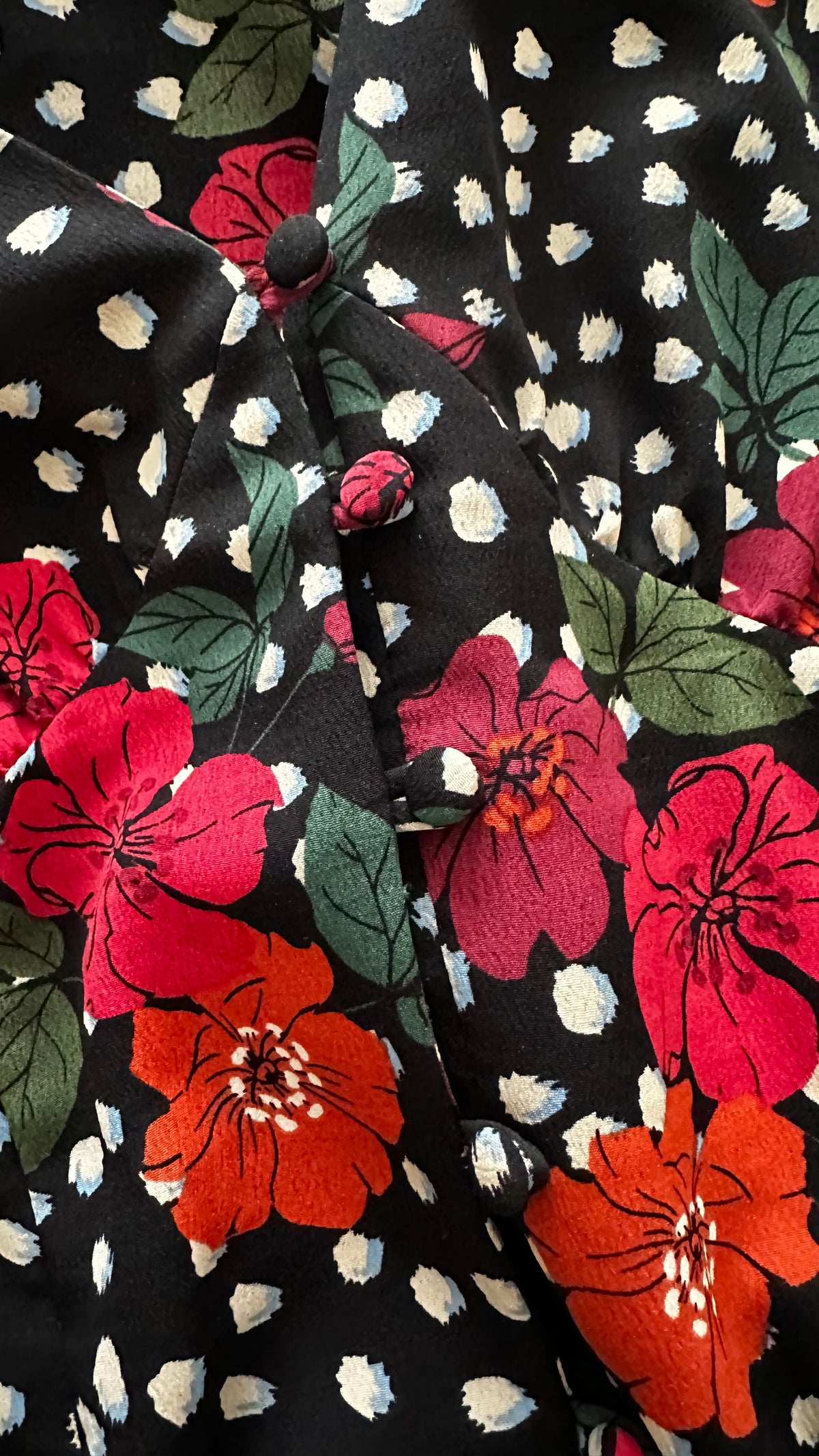 Topshop black red Polk dot midi long dress medium UK 12 vgc