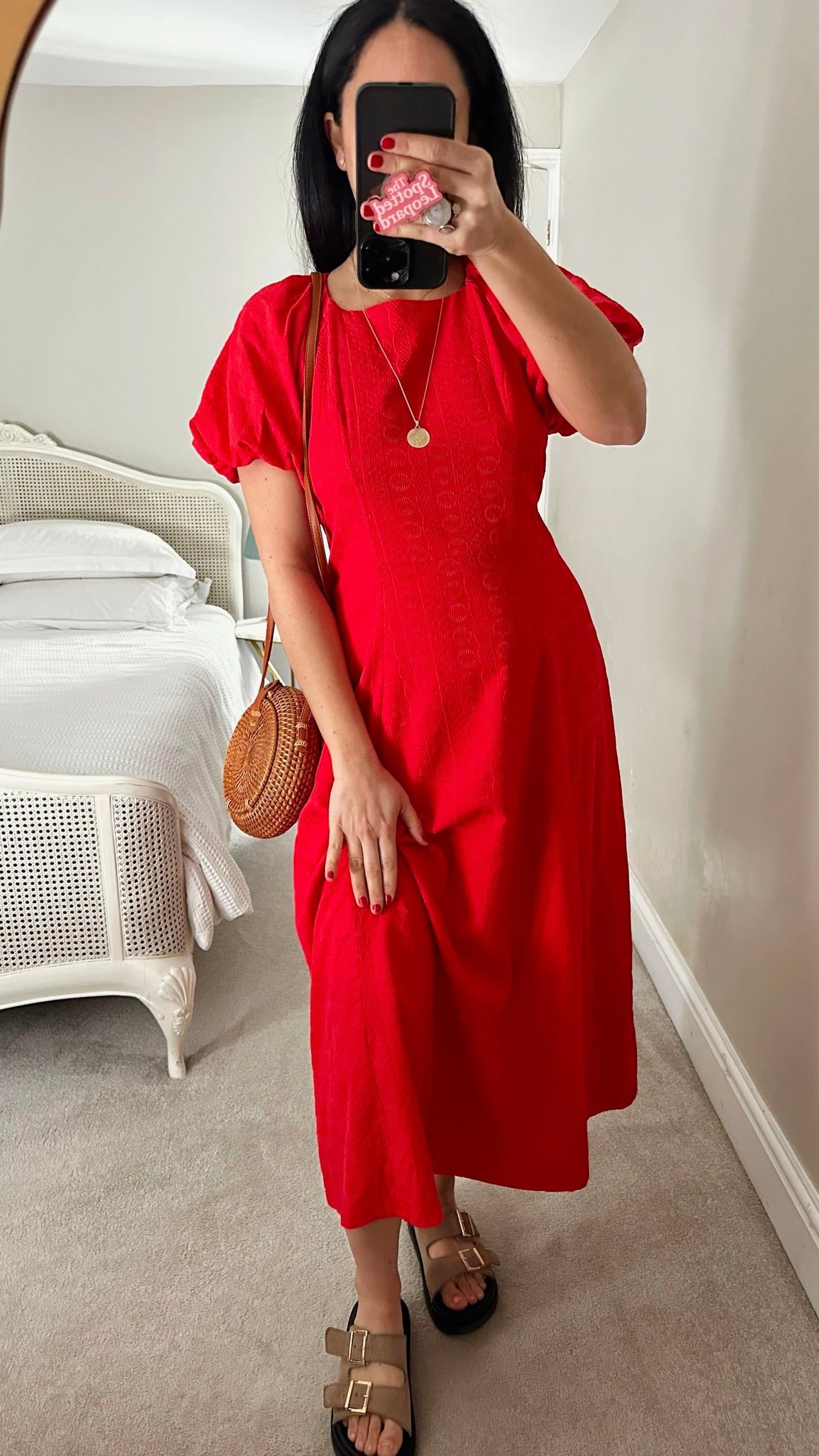 Oliver bonas coral pink orange maxi long embroidered cotton dress Medium M UK 10-12 excellent used condition