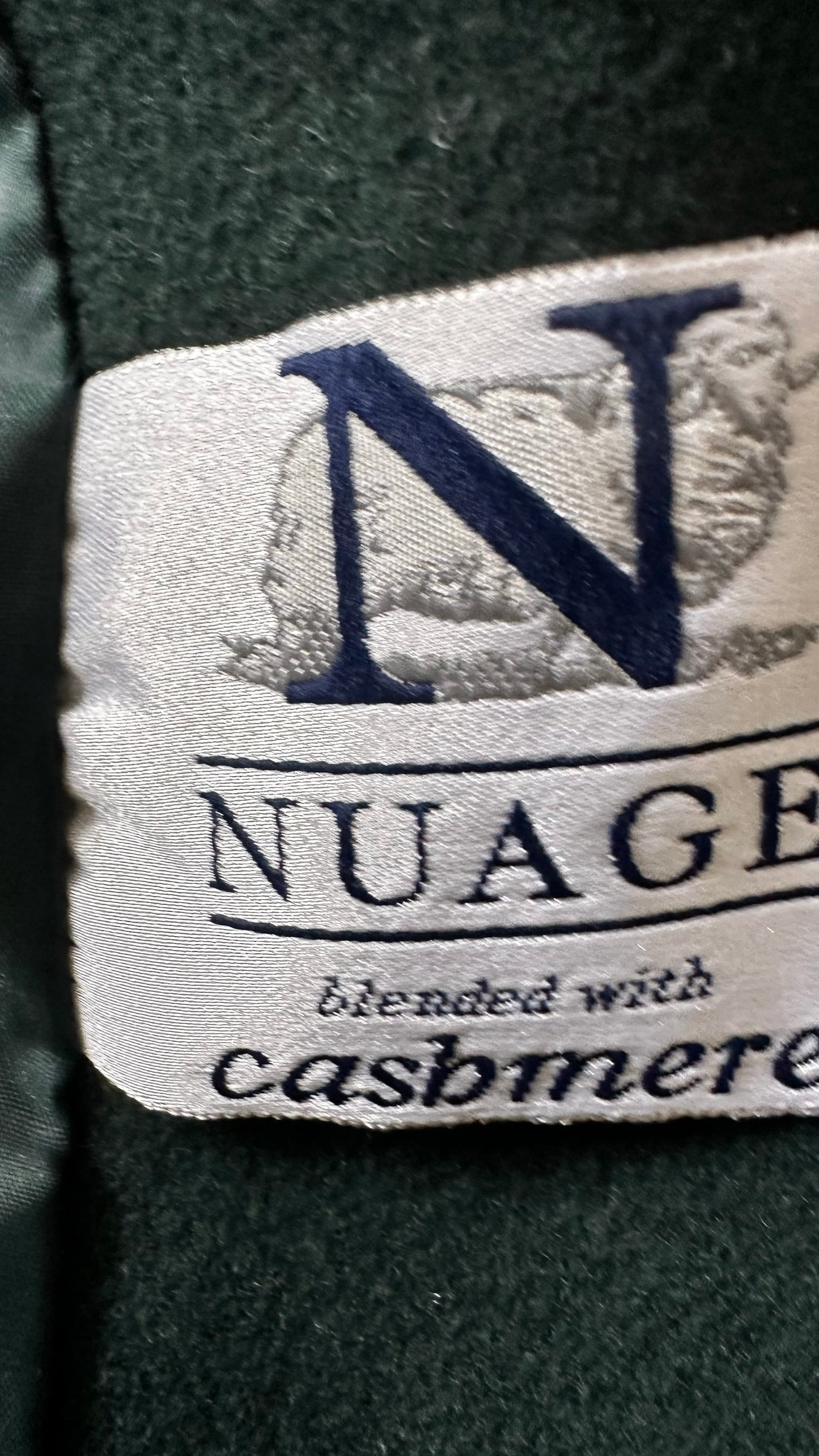 Nuage bottle green wool cashmere blend maxi coat large UK 12-14 vgc