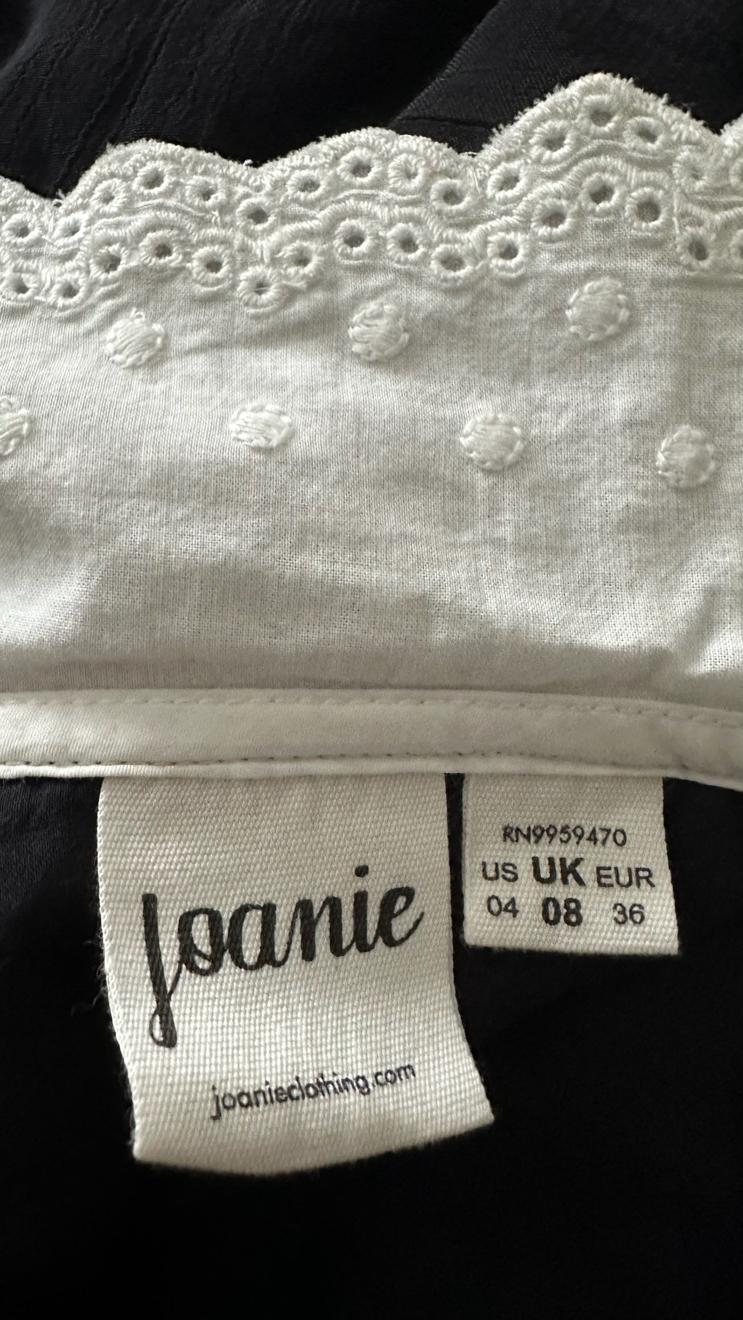 Joanie black white collared dress small UK 8 vgc