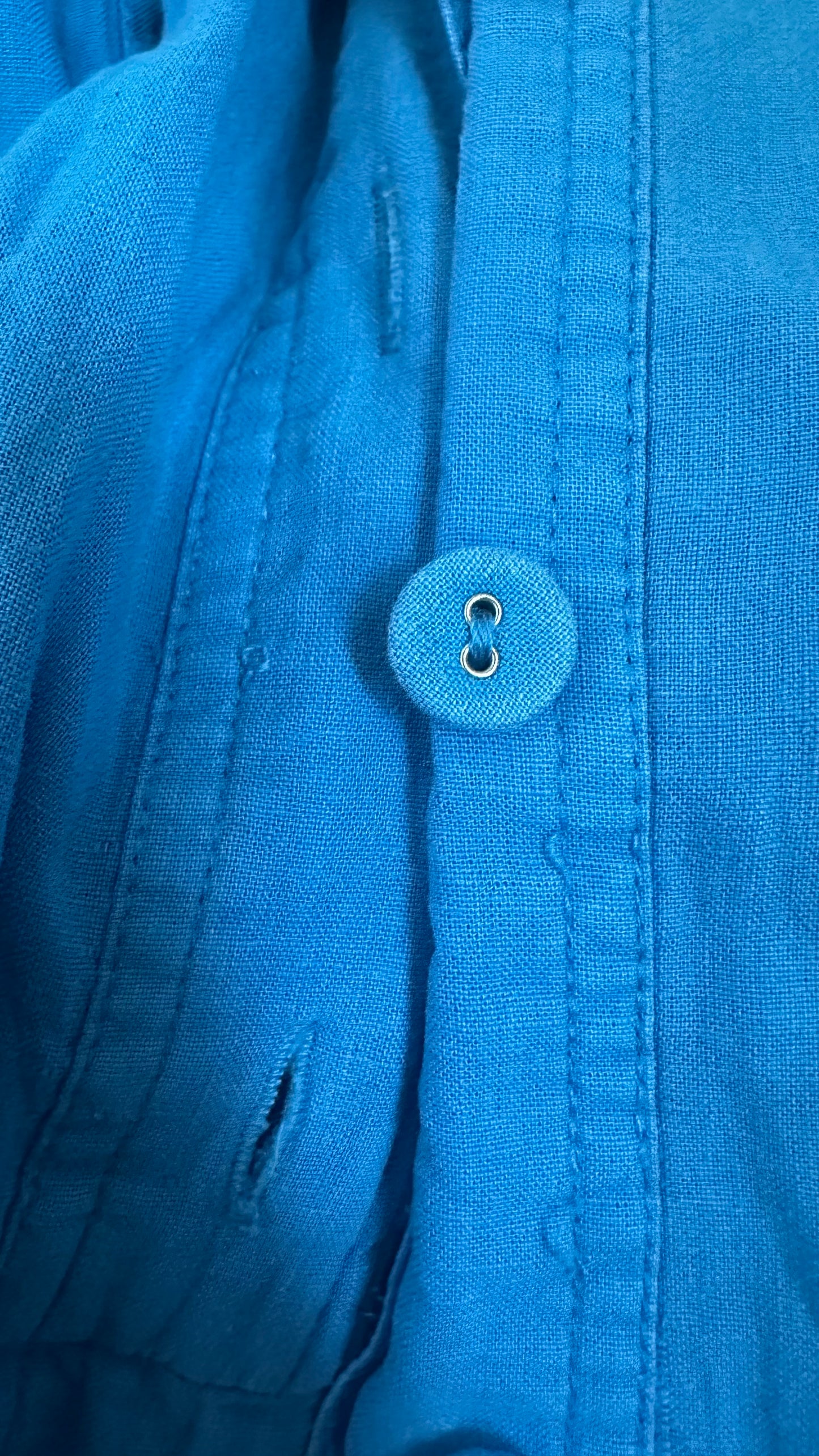 Oliver Bonas kingfisher blue linen blend jumpsuit playsuit trousersuit medium UK 12 vgc