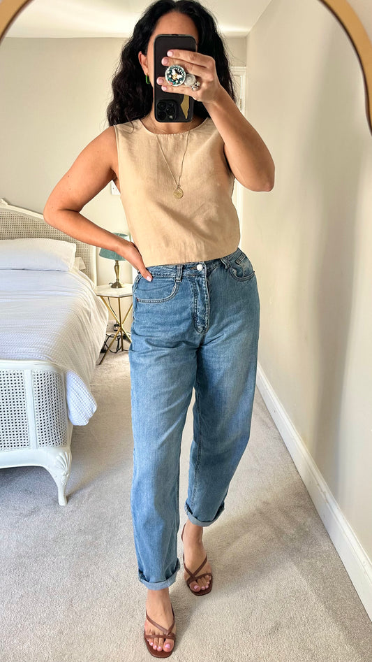 & other stories cream beige cropped plain tank top medium UK 10-12 vgc