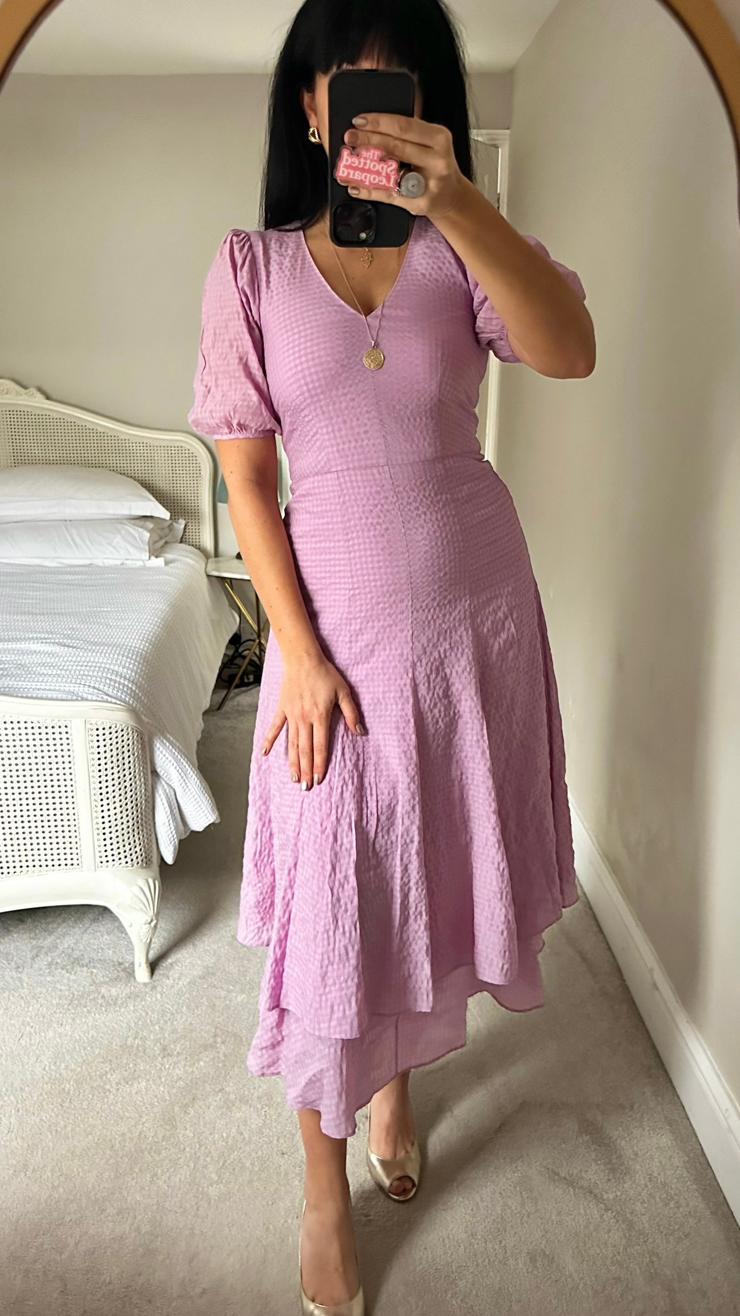 & other stories lilac gingham wedding guest dress small UK 8-10 vgc