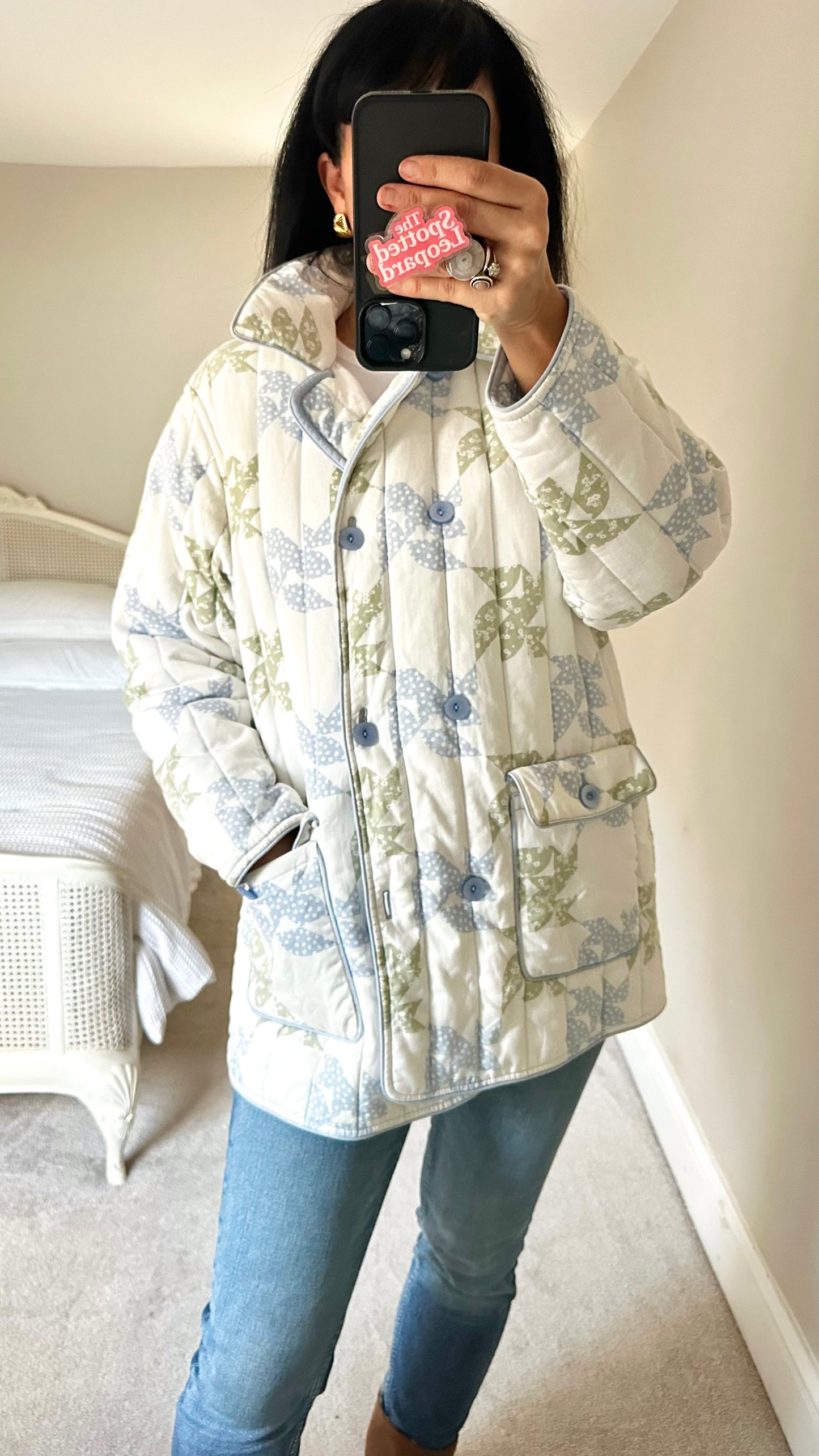 & other stories light blue white quilted jacket coat small UK 8 10 vgc