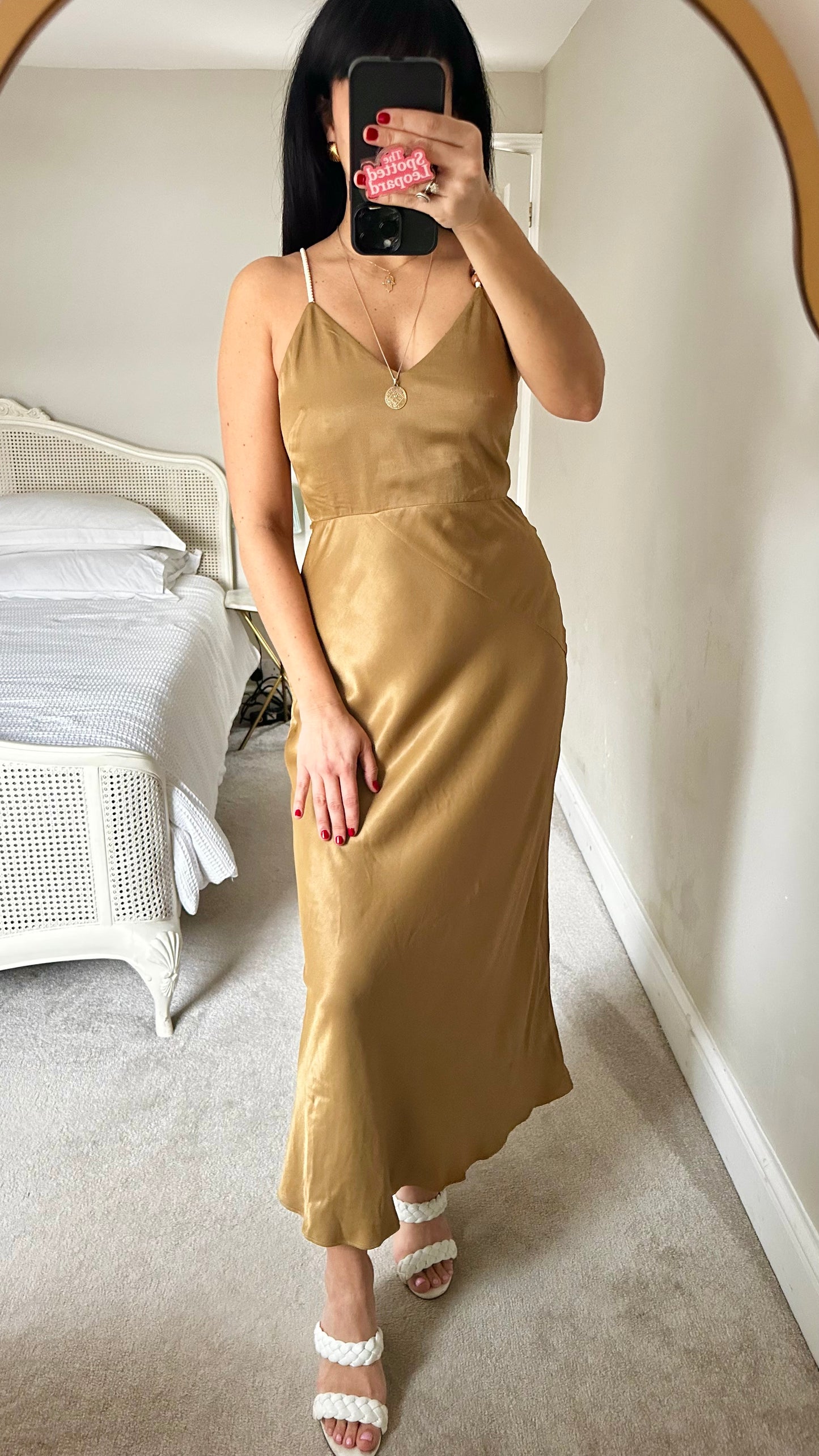 & other stories gold bronze event slip slinky dress small UK 10
