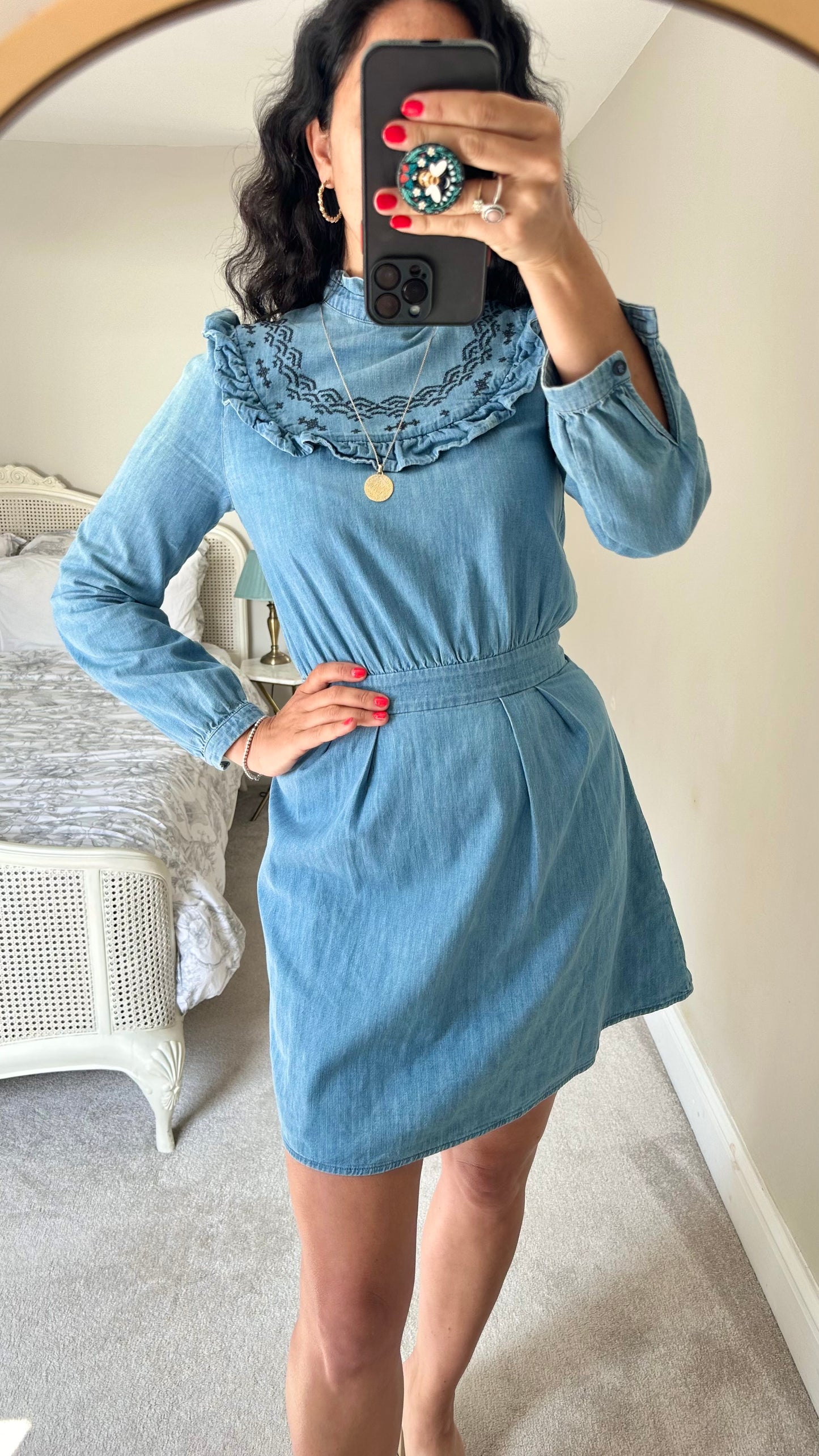 & other stories denim blue jeans dress small UK 6-8 extra small casual wear vgc
