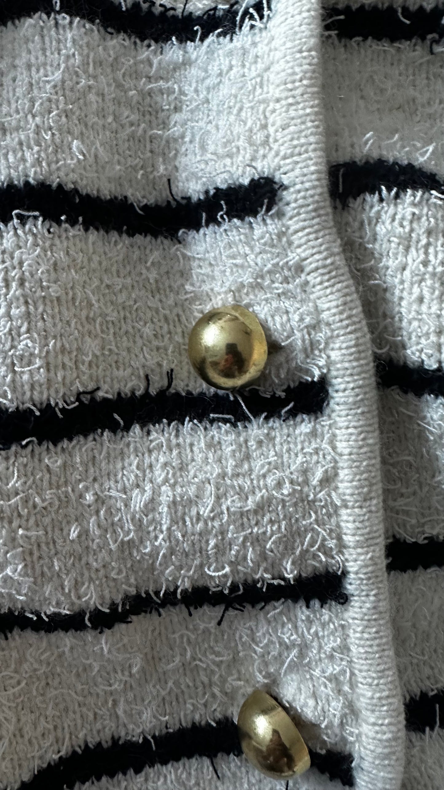 & other stories white cream black stripe chunky cardigan large UK 12-14 vgc