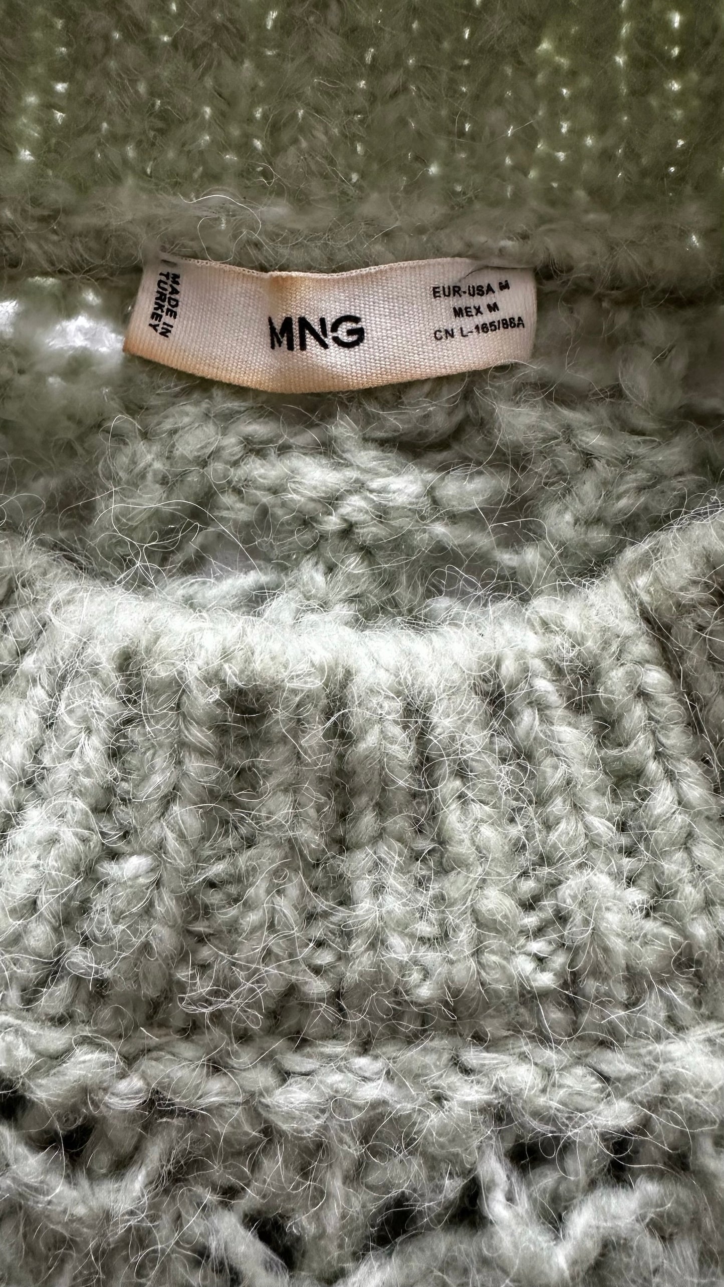 Mango light green bobble knit alpaca wool jumper medium large ML UK 10-12