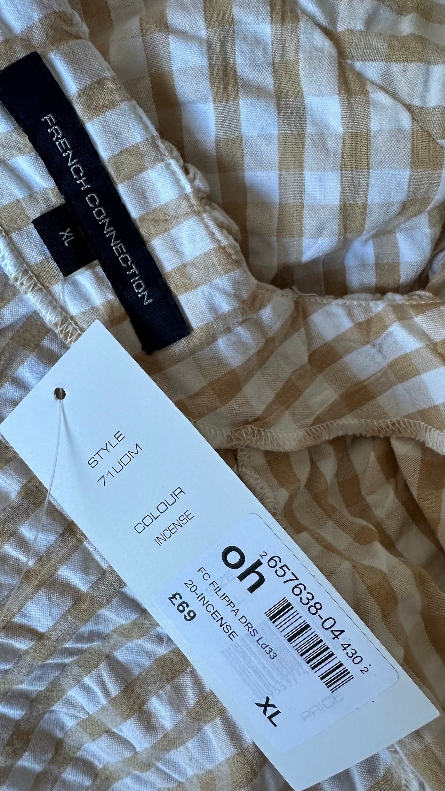&Other stories cream white gingham midi dress extra large XL UK 14 BNWT