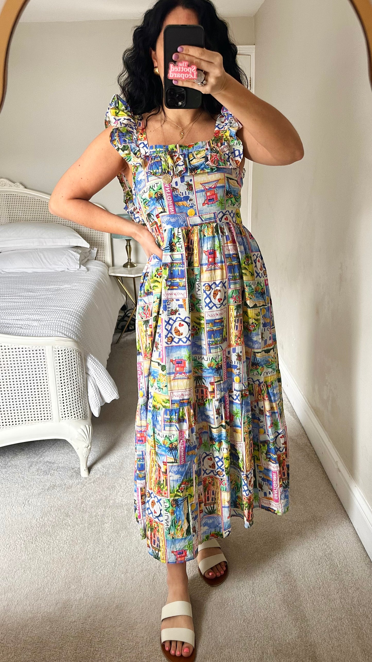 Nobody’s Child multicoloured Thailand Marrakesh stamps dress small UK 10 vgc midi holiday