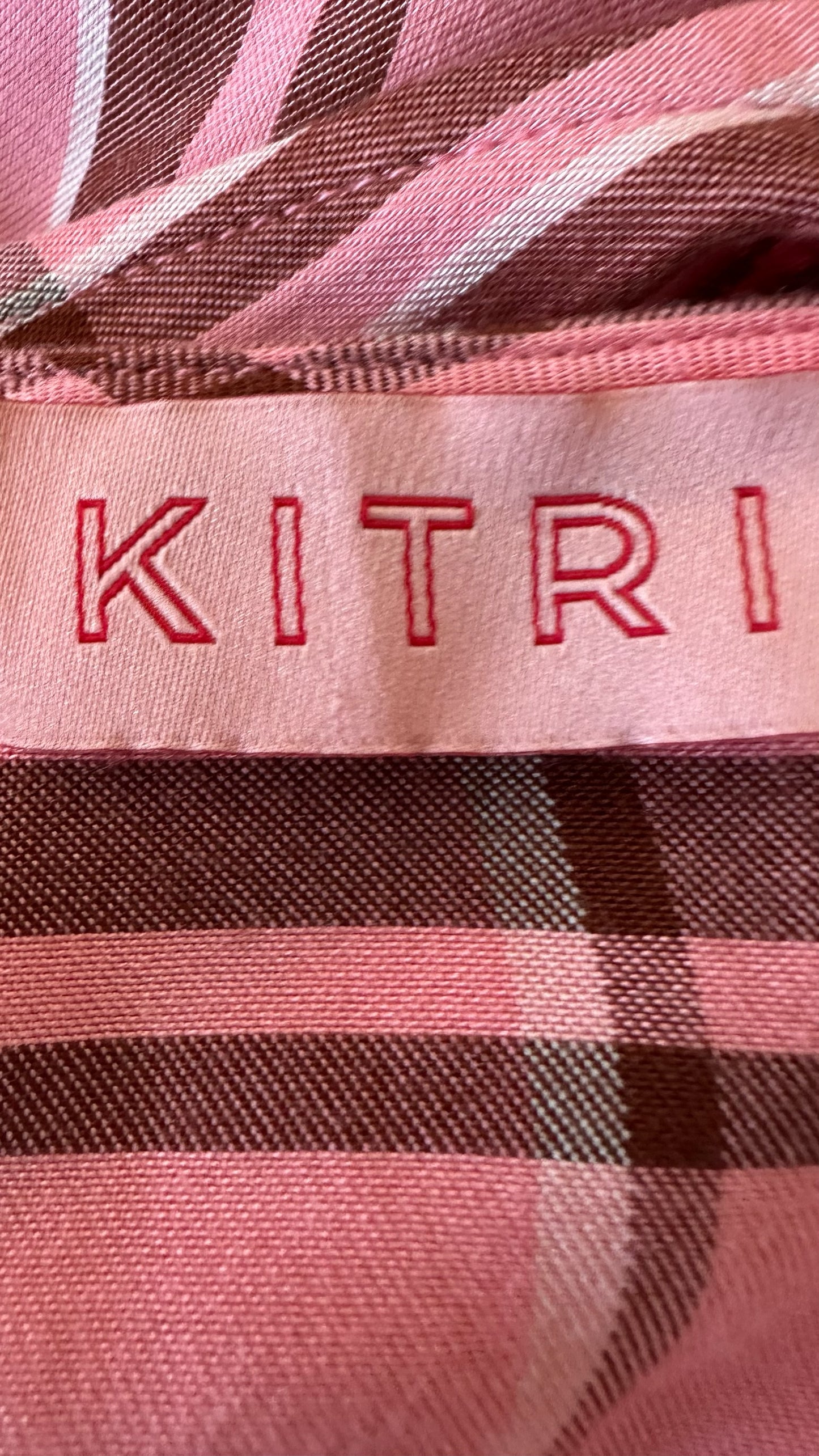 Kitri pink brown gingham event dress medium UK 10 vgc