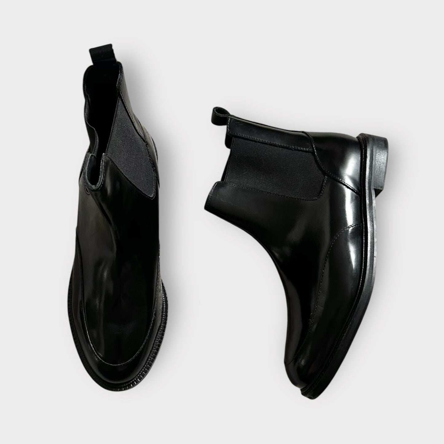 Office patent black mid length ankle leather boot EU 39 new bnwot w25
