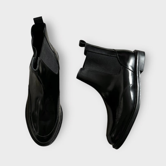 Office patent black mid length ankle leather boot EU 39 new bnwot w25