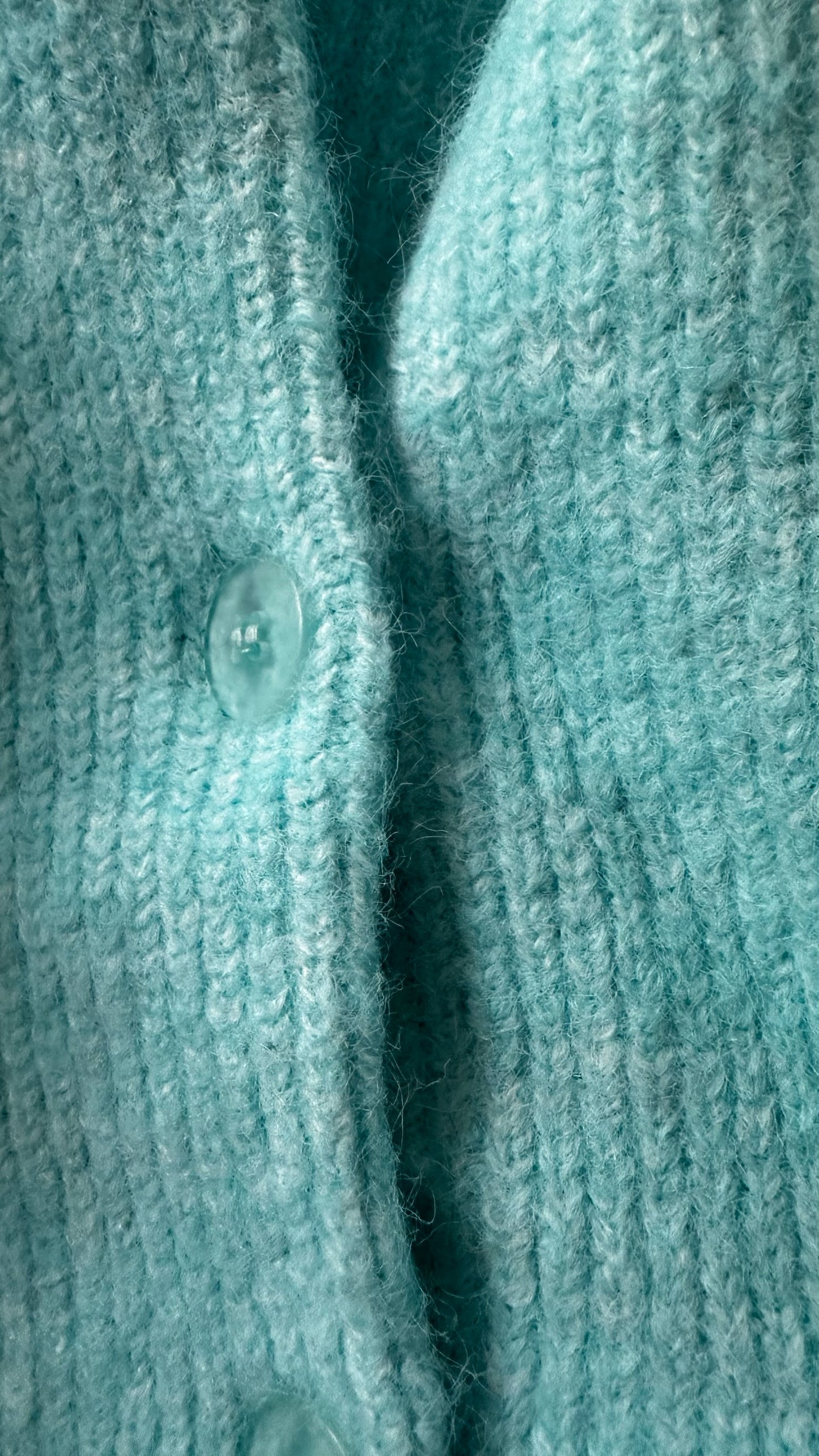 Oliver bonas turquoise scalloped knitted cardigan jumper medium UK 12 vgc