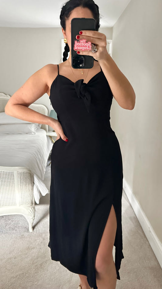 & other stories black strappy sun dress side split holiday small UK 10 vgc