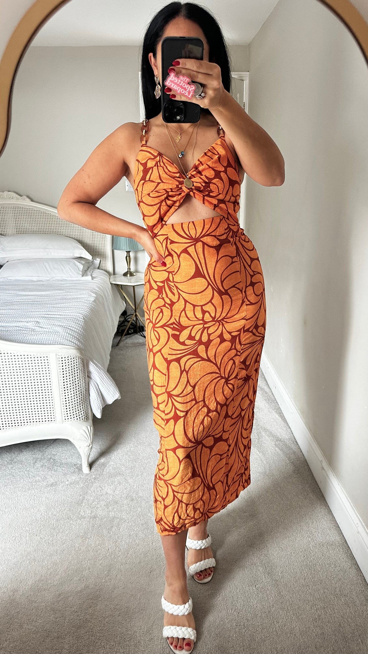 Zara orange floral holiday slip small UK 8-10 vgc