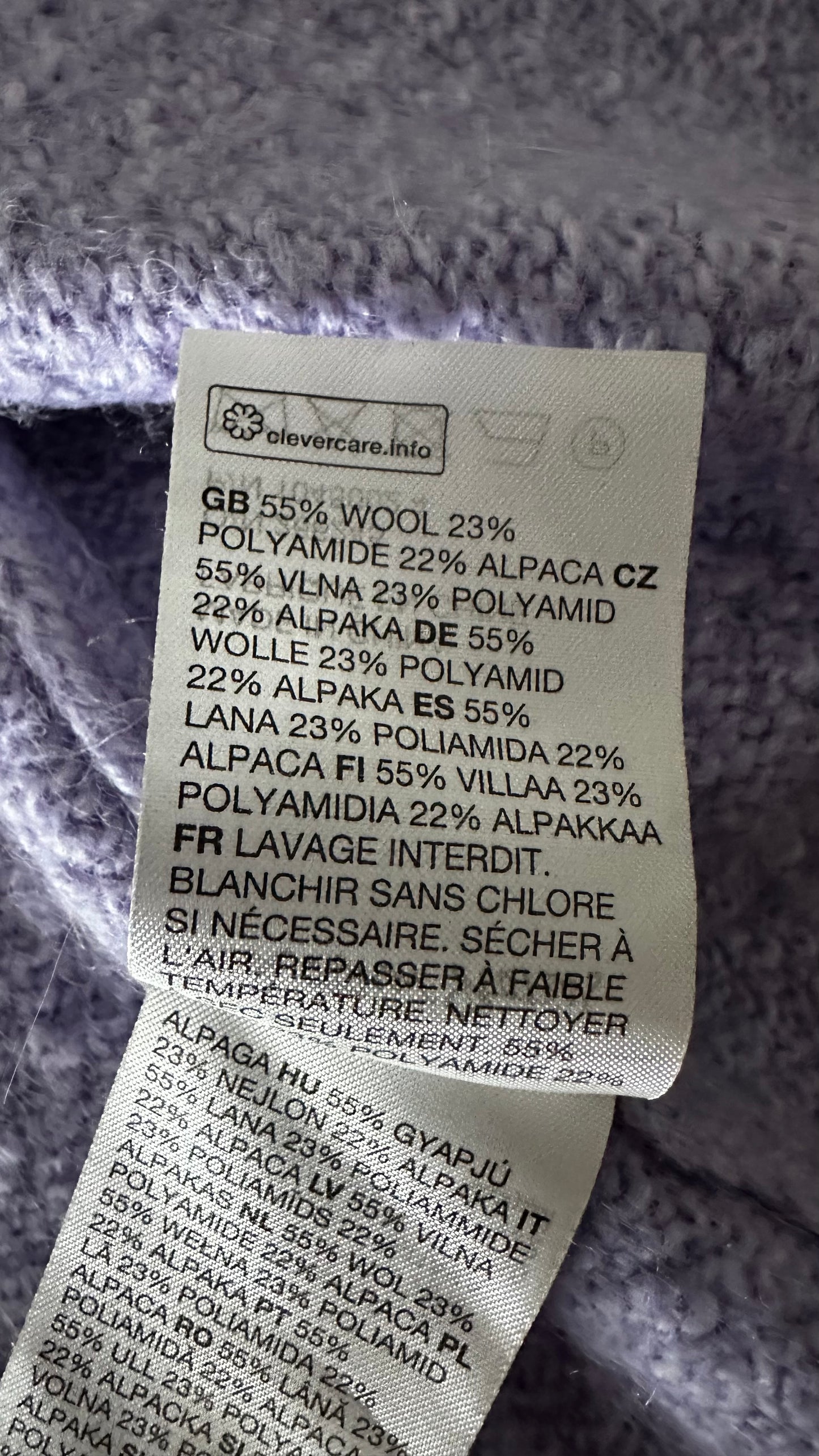 & other stories lilac alpaca wool blend knitted cardigan jumper medium UK 10-12 vgc