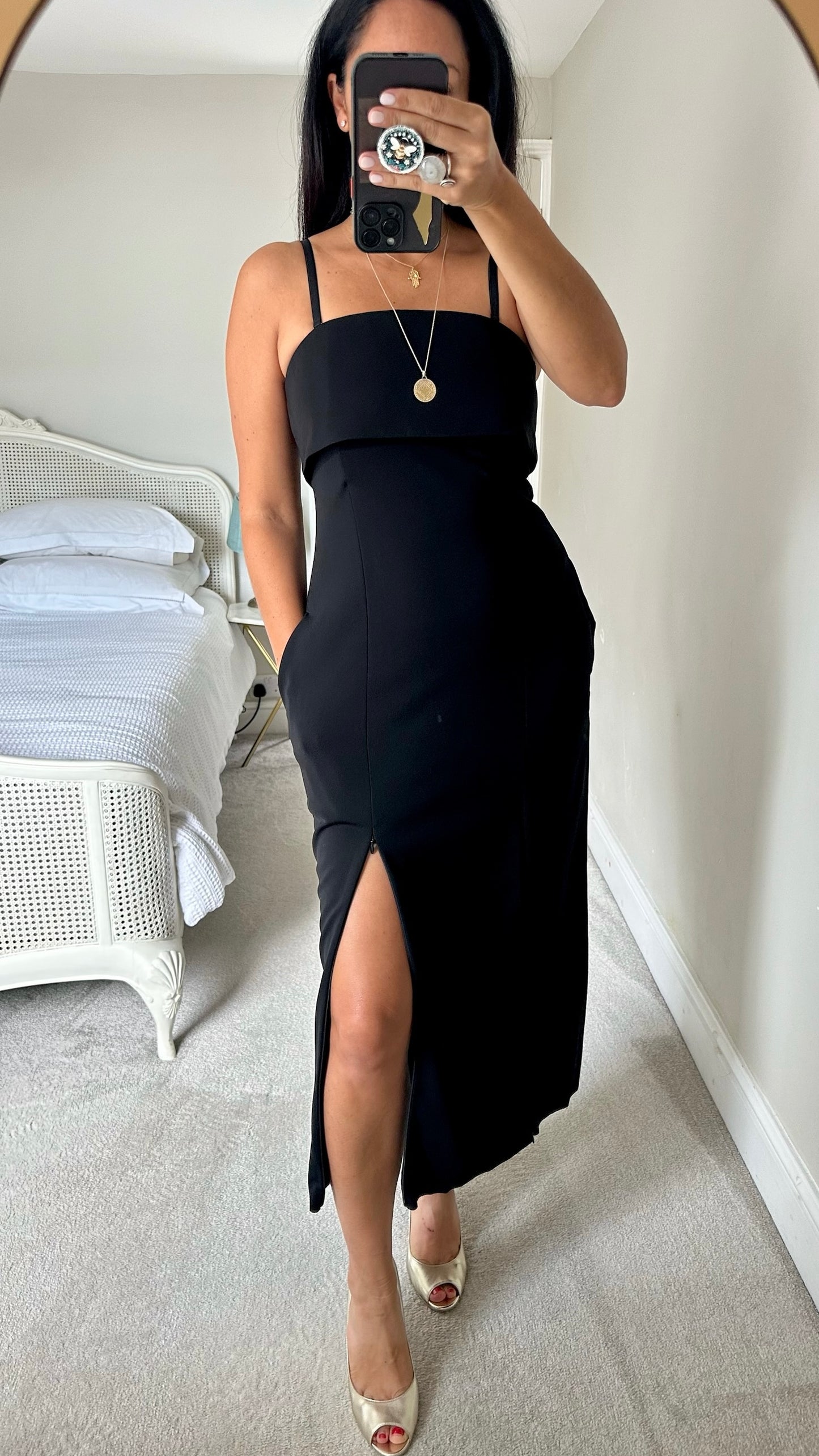 Cos black double side split maxi event evening dress small medium SM UK 8-10 excellent used condition