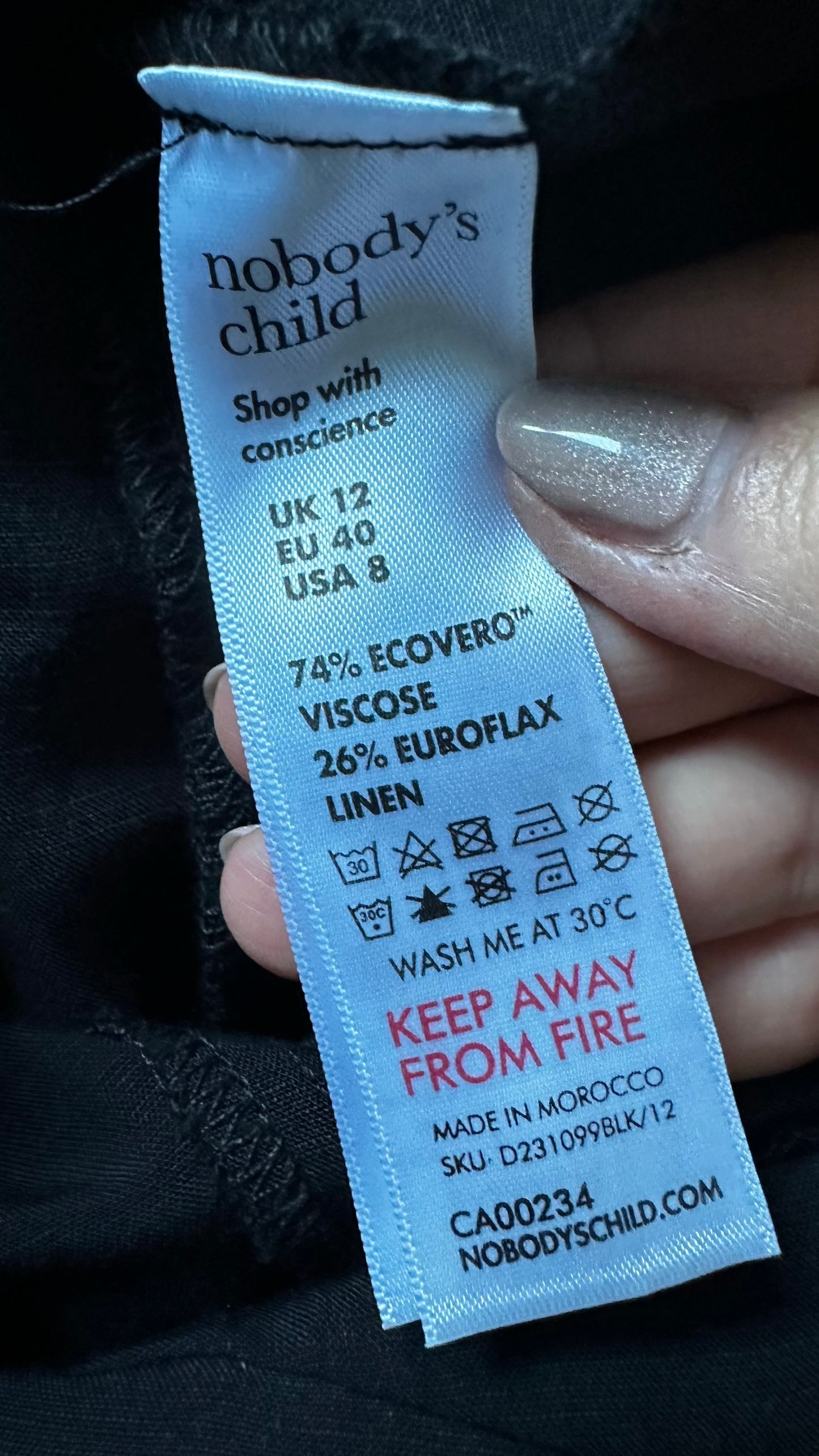 Nobodys child black linen blend jumpsuit playsuit trouser suit UK 12-14 vgc