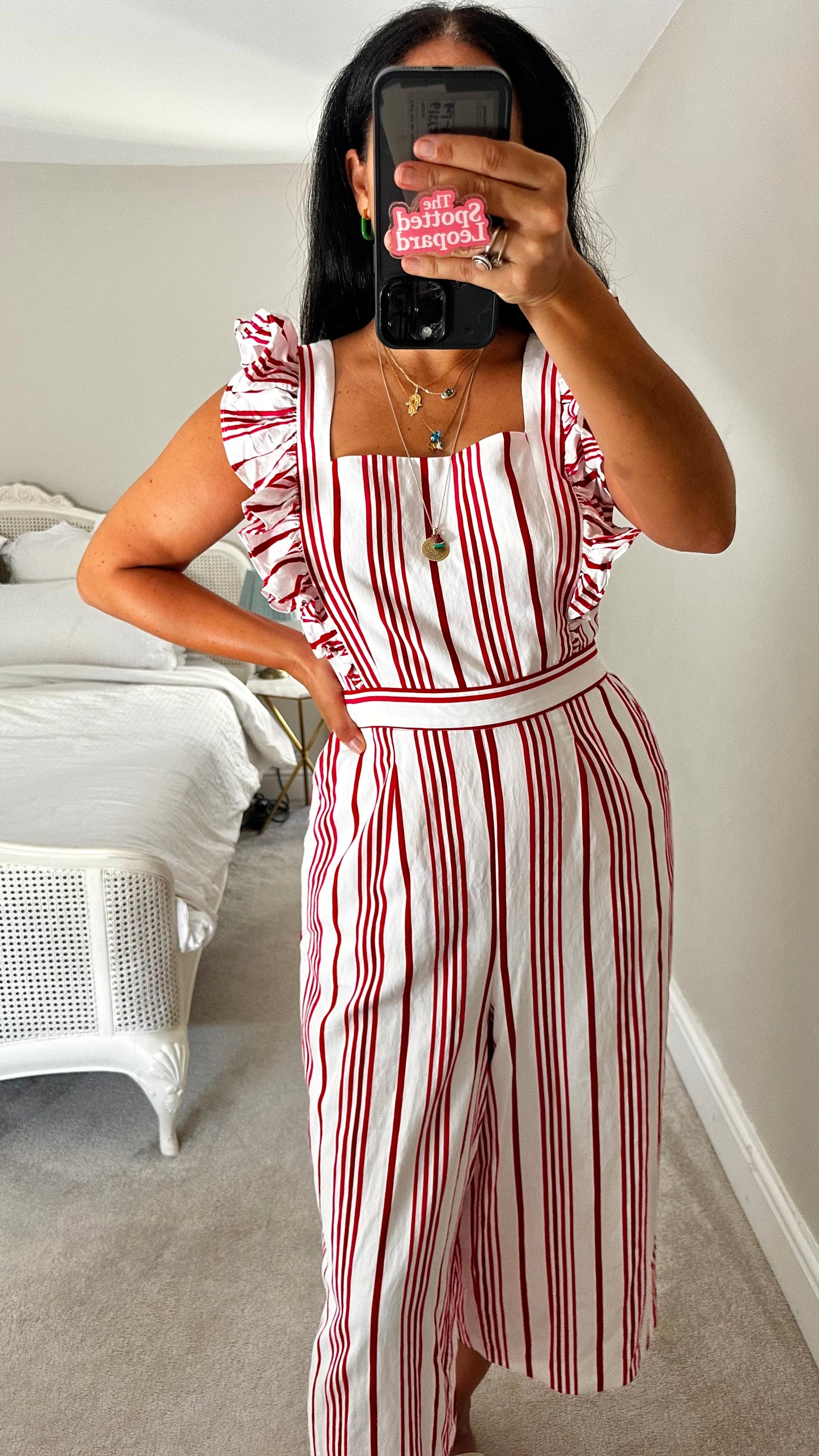 Ted Baker white red stripe jumpsuit playsuit trousersuit medium UK 14 EU 4 holiday
