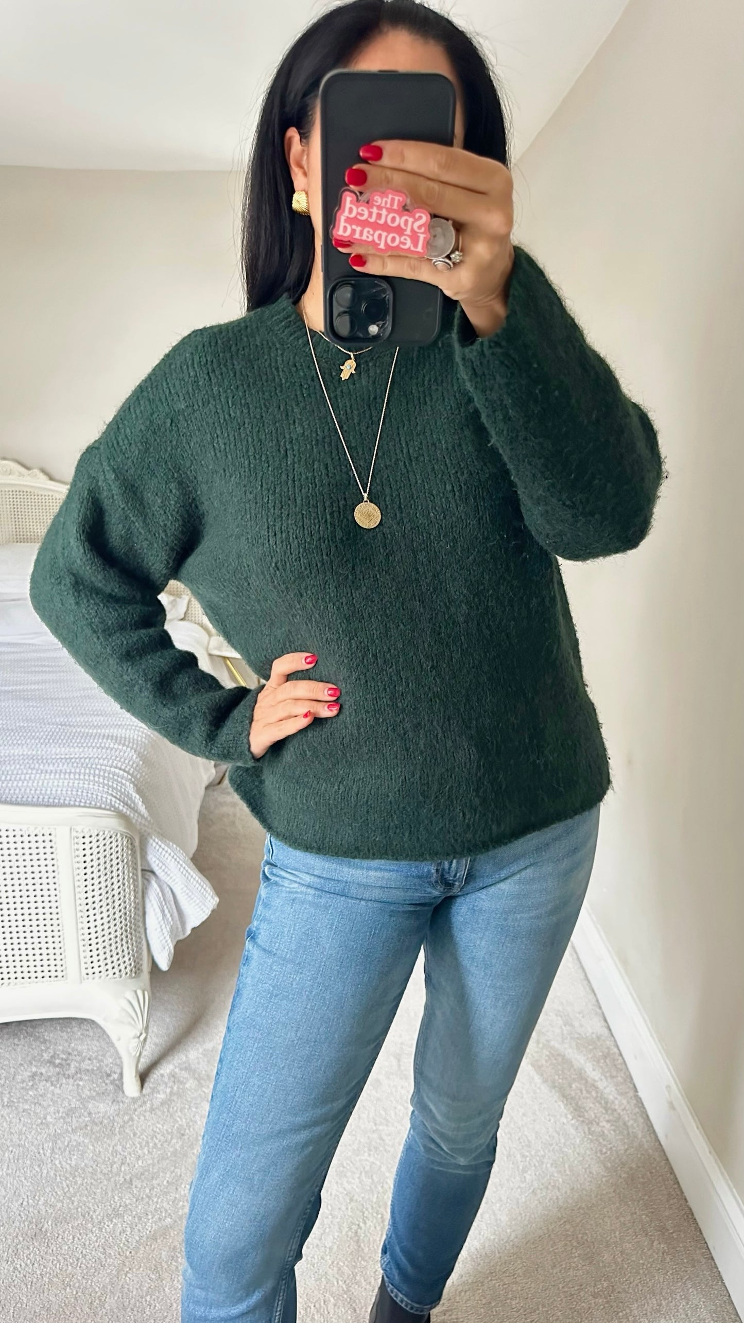 Selected femme @ Anthropologie deep green alpaca wool blend knitted jumper large L UK 12 excellent used condition