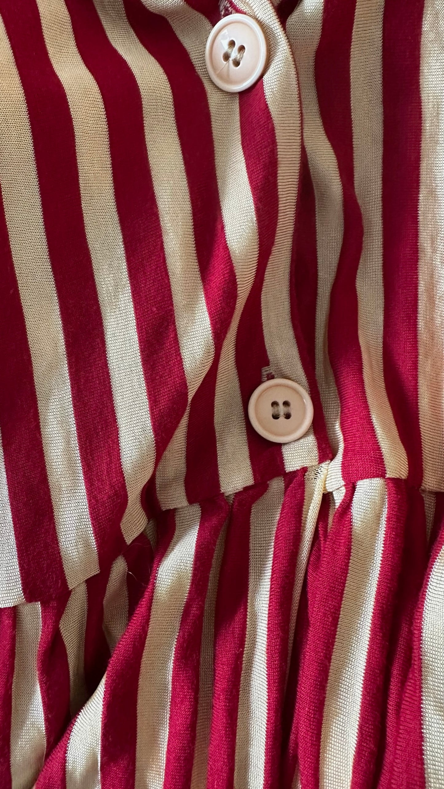 Zara burgundy cream candy stripe drop waist midi jersey dress Small S UK 8 excellent used condition