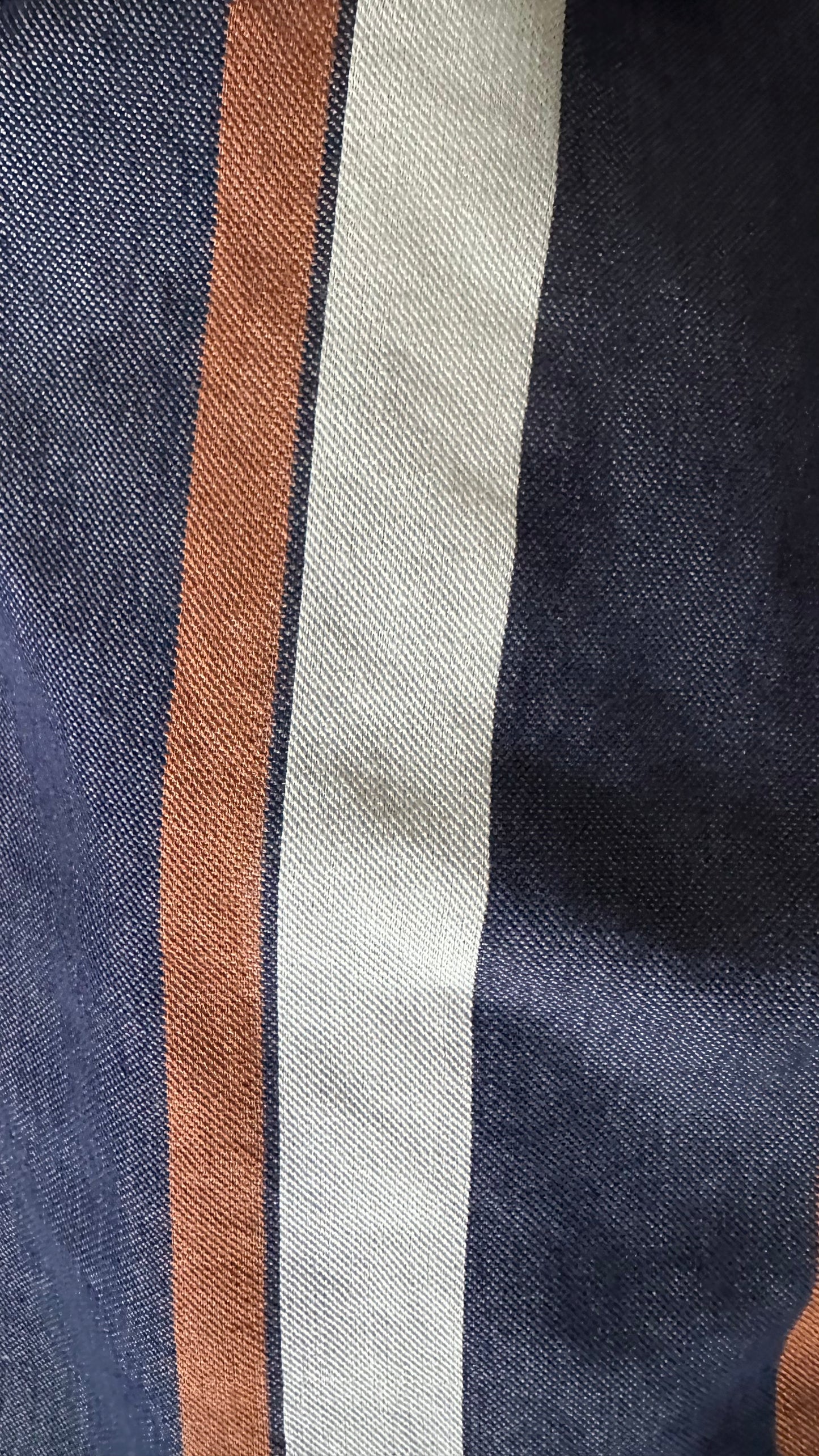 Warehouse navy blue brown stripe sun dress medium UK 10-12 vgc