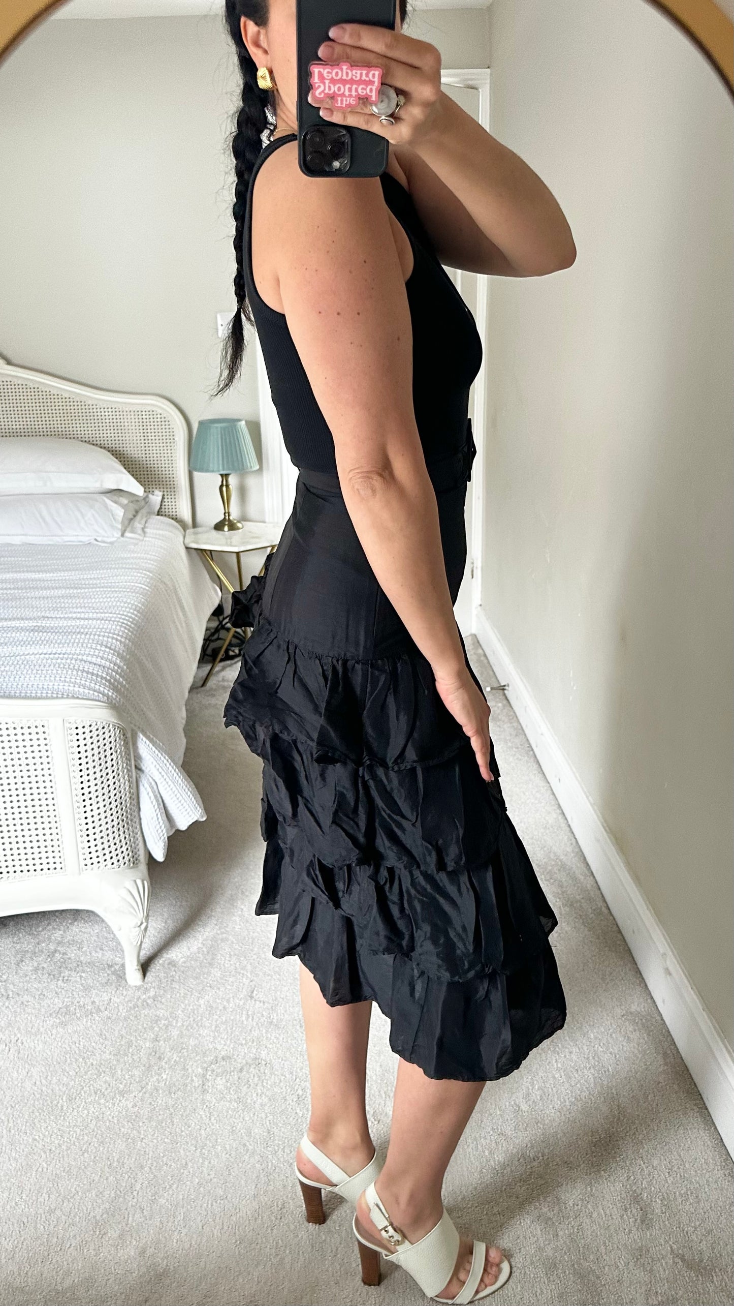& other stories black tiered midi long skirt small UK 8 vgc