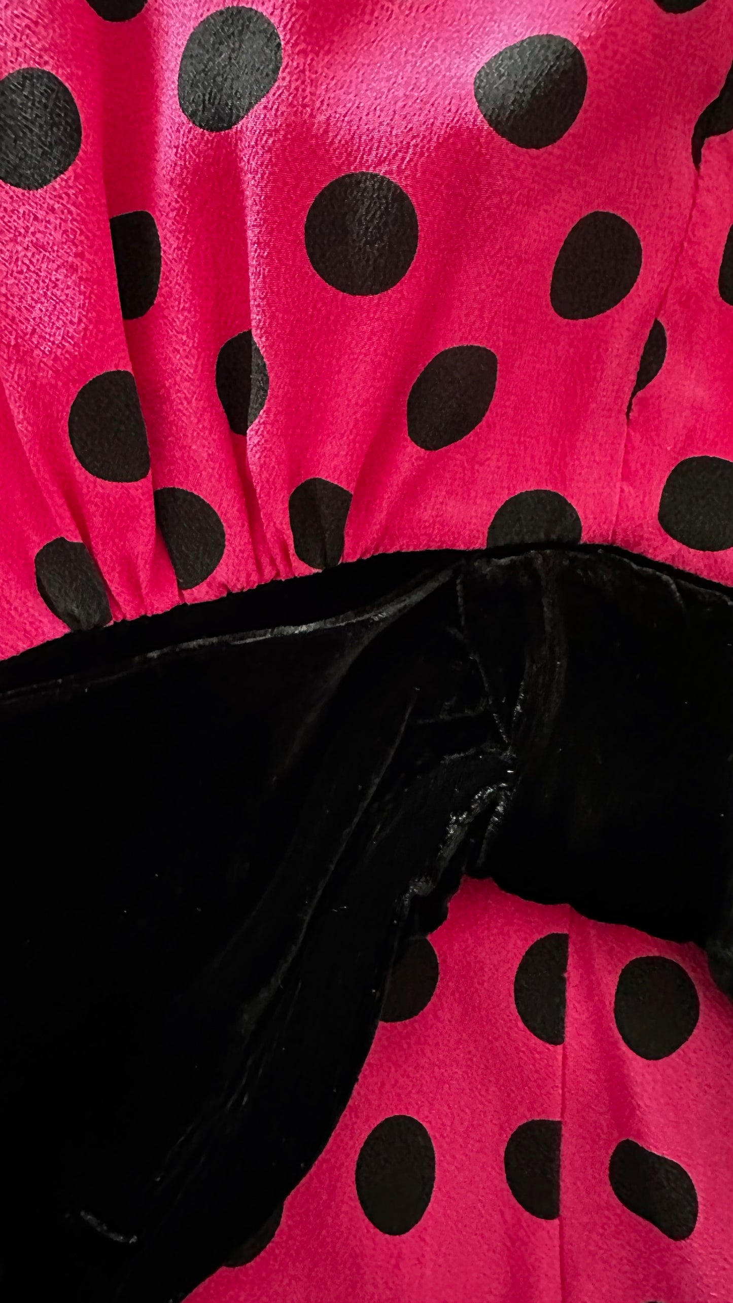 RIXO fuchsia pink black polka dot front split long event dress medium M UK 10 excellent used condition