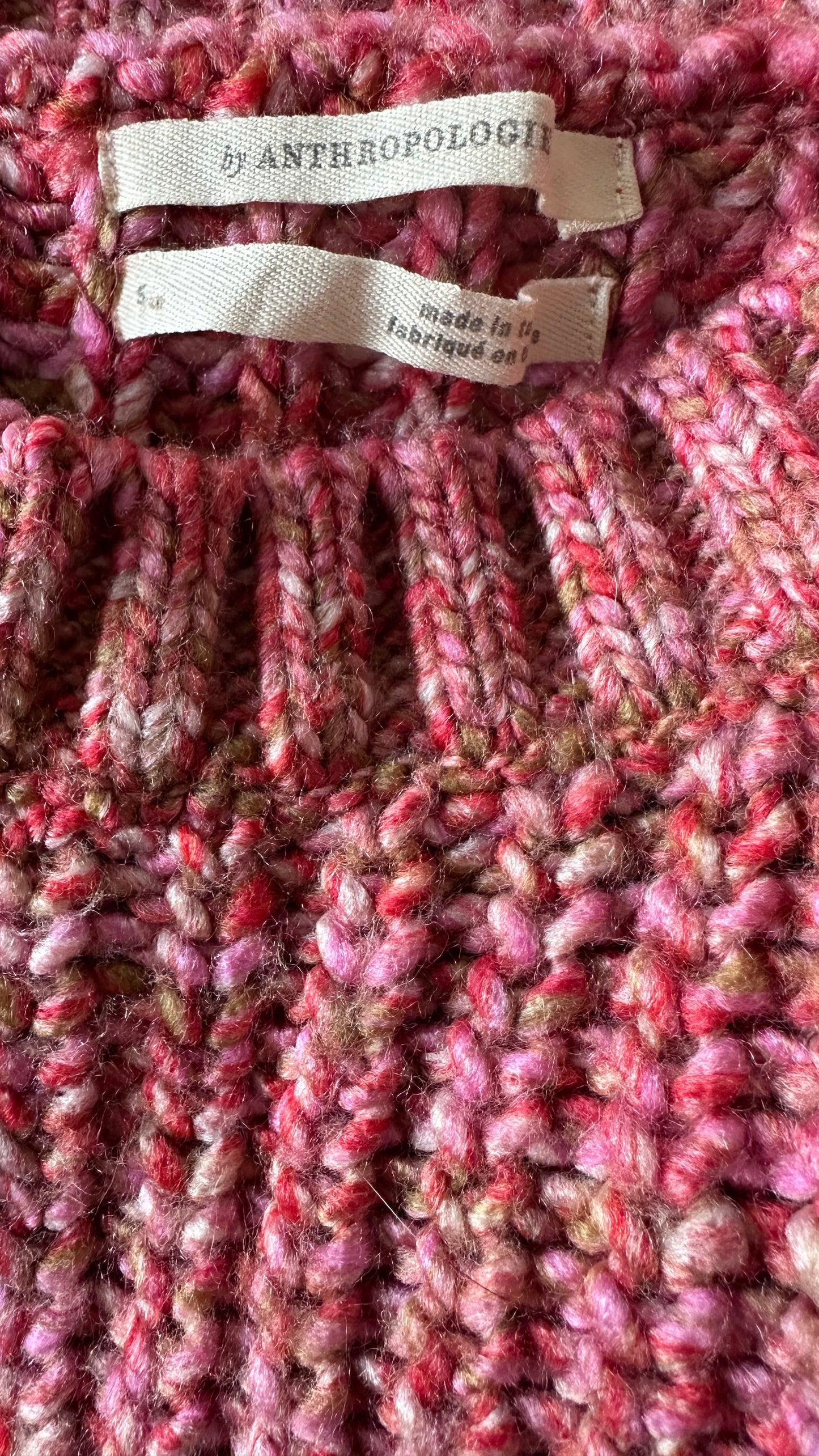Anthropologie burnt pink red chunky knitted jumper small UK 8 vgc