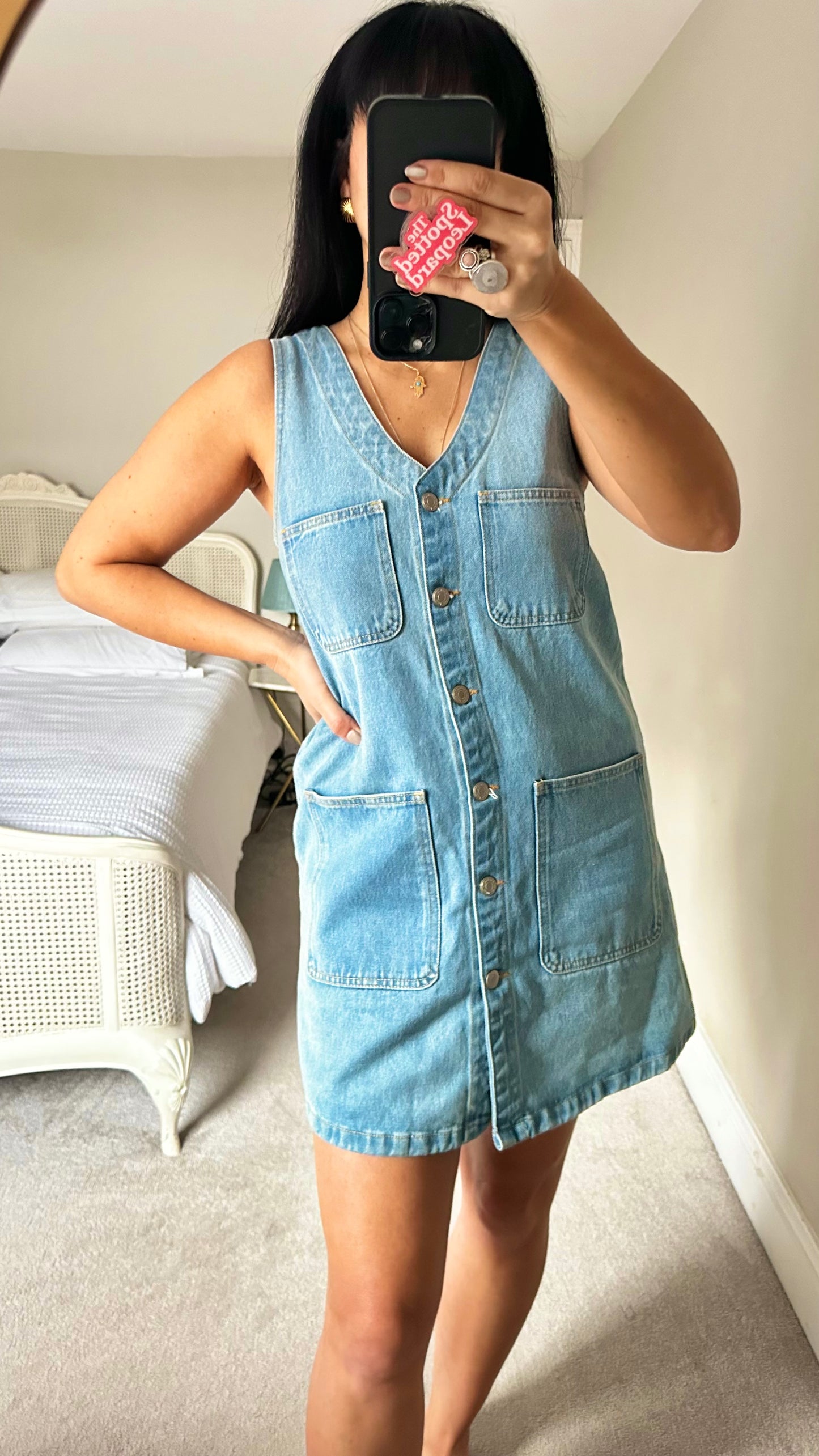 Nobody’s Child light blue denim button up casual dress mini small UK 8 vgc