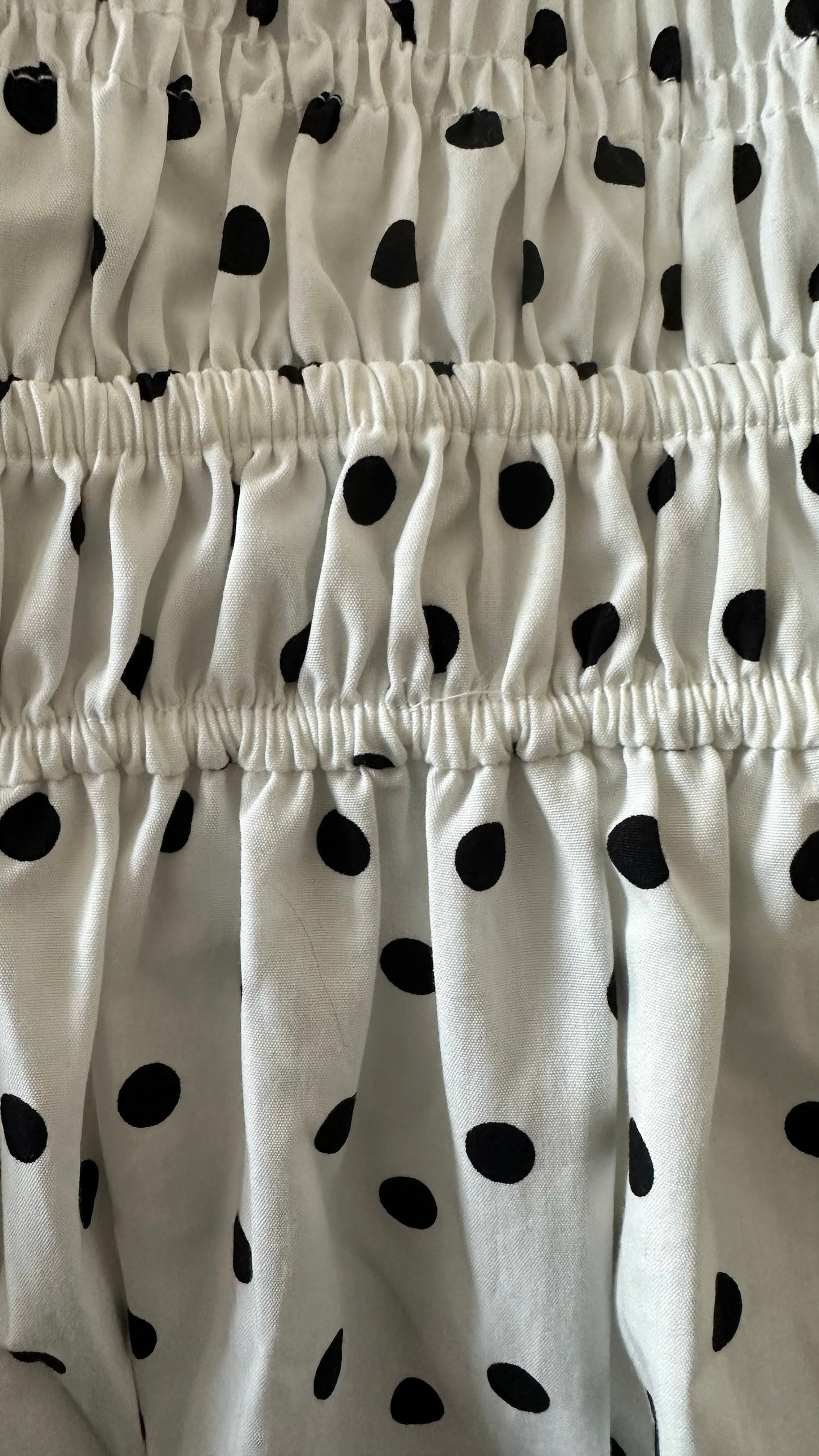 Topshop black white polka dot shirred bust midi sun dress small UK 8