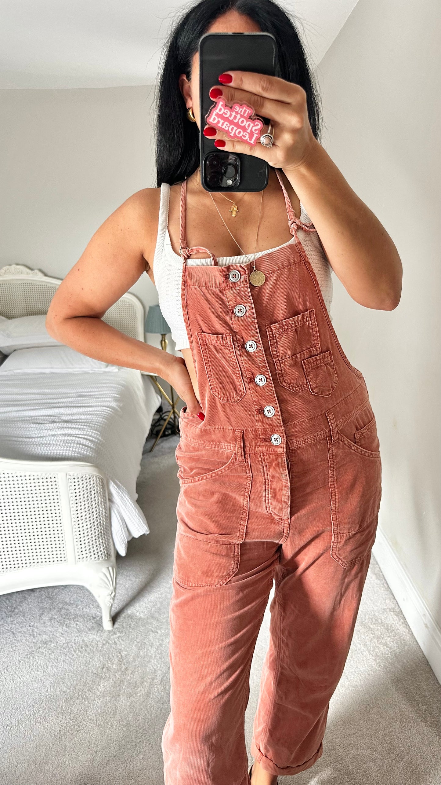Pilcro @ Anthropologie dusky pink dungarees corduroy jeans small UK 10 vgc