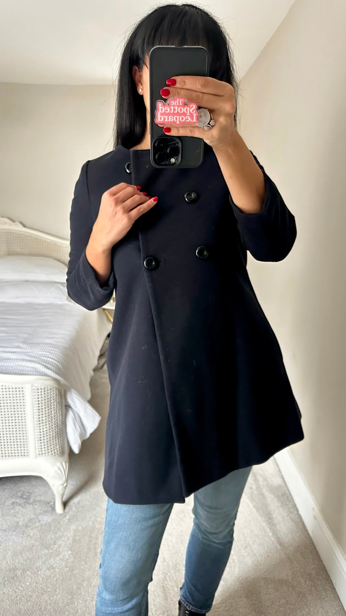 Zara black button up formal coat small S UK 8 excellent used condition