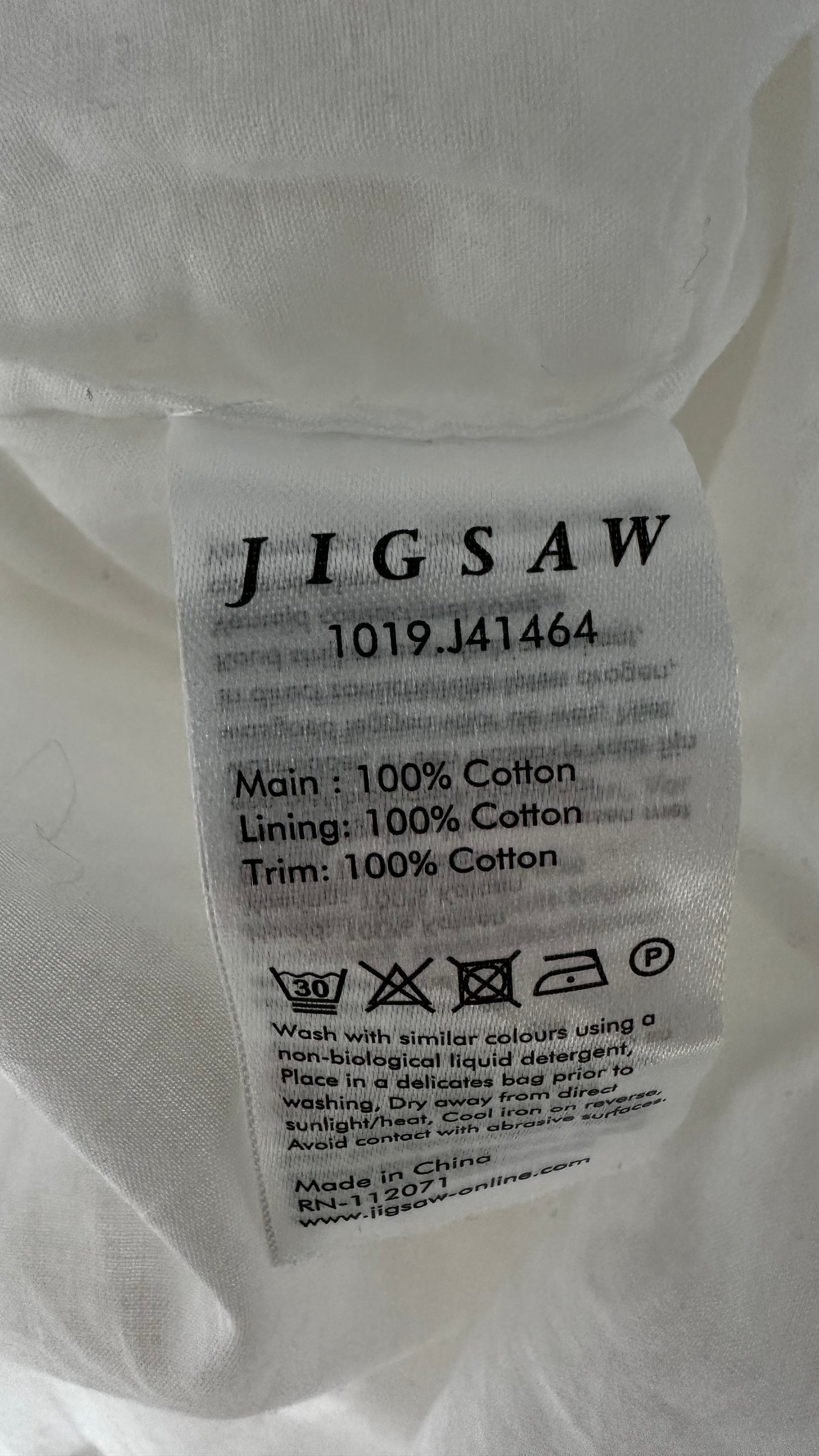 Jigsaw white broderie anglaise long midi holiday dress small UK 10 vgc
