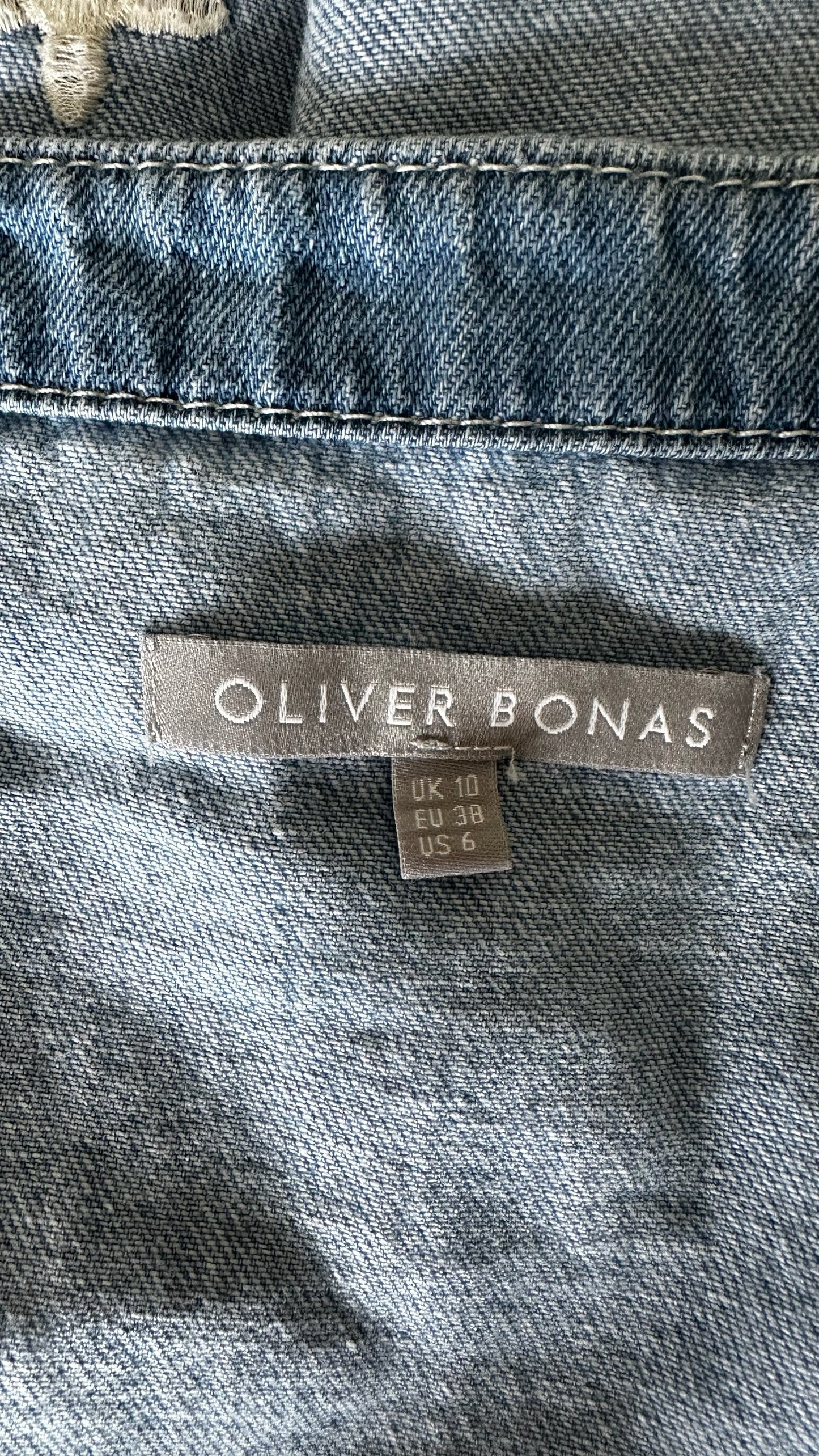 Oliver Bonas blue denim jeans mini dress small UK 10 vgc