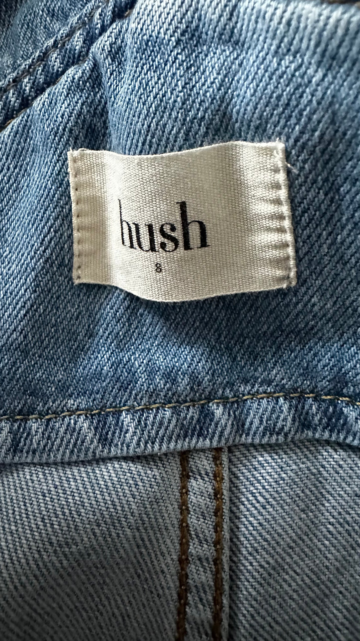 HUSH light blue denim jeans dungarees jumpsuit small UK 8 vgc