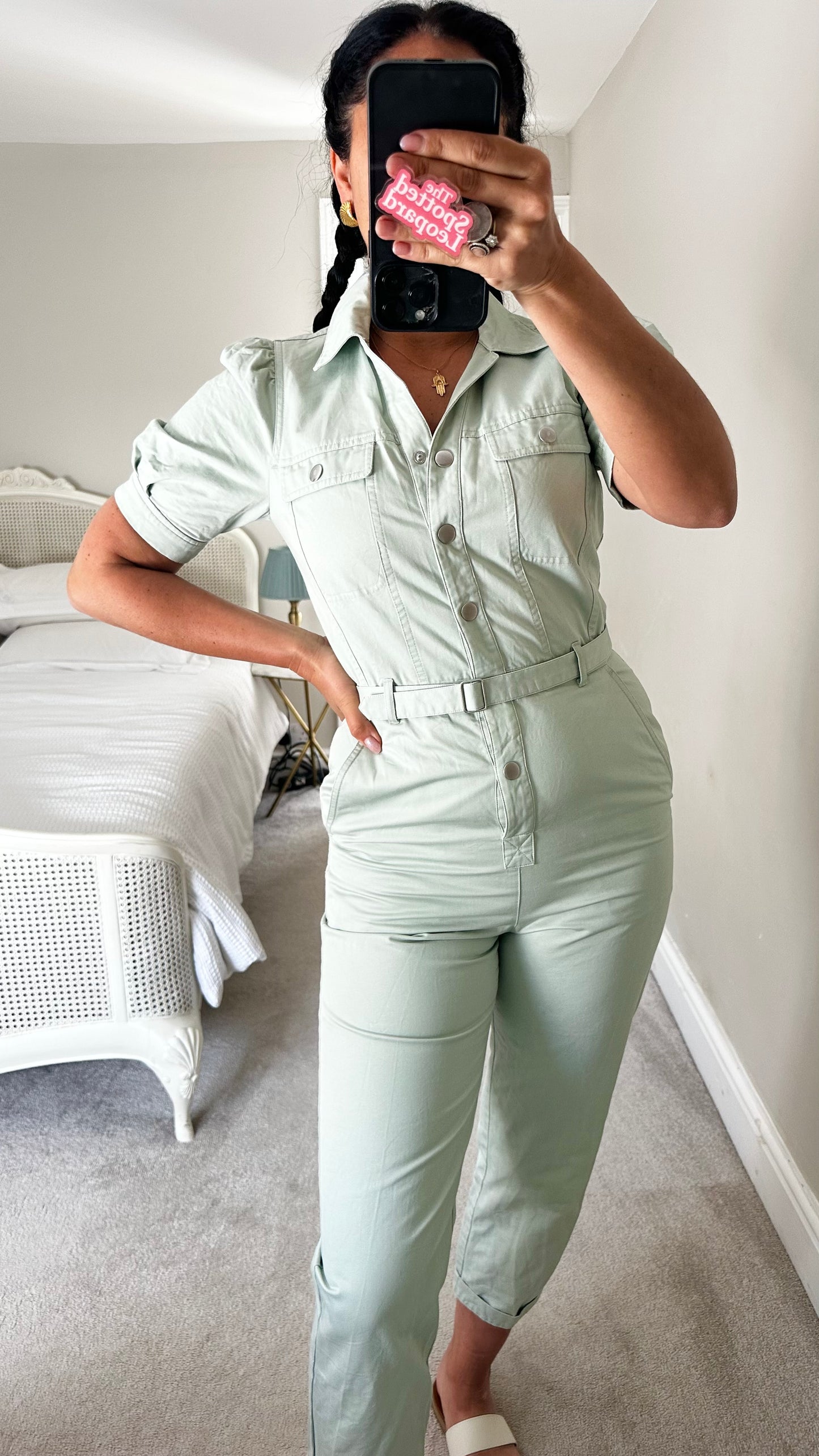 & other stories light green jumpsuit playsuit boiler suit small UK 8 vgc